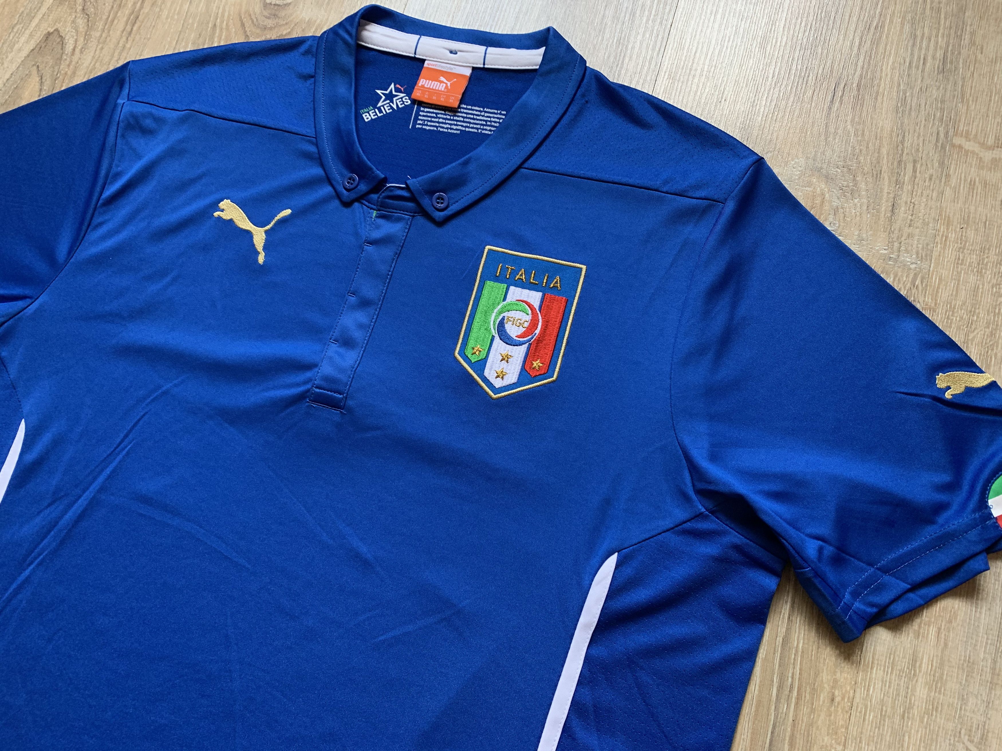 Puma × Vintage Vintage Puma Italy Home Football Shirt 2014-2015 Size US XL / EU 56 / 4 - 3 Thumbnail