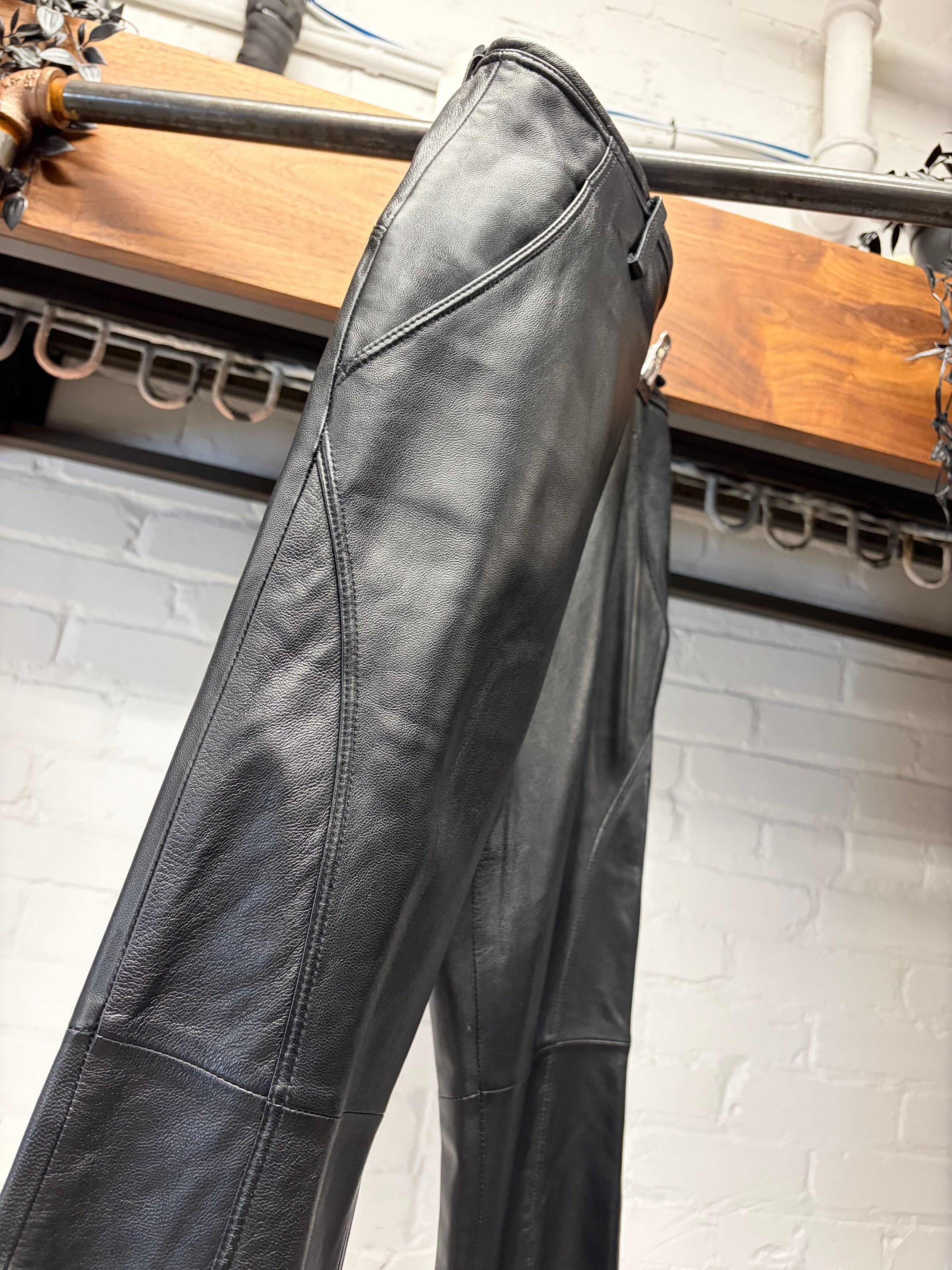 Jean Paul Gaultier Vintage 90s Jean Paul Gaultier Homme Leather ‘Darted’ Pants Size US 28 / EU 44 - 2 Thumbnail