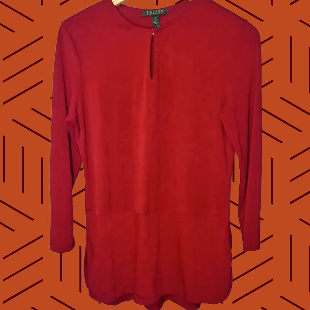 Ralph Lauren Lauren Ralph Lauren Red Knit Top Solid Crew Neck Long Sleeve Blouse Women Size S Size S / US 4 / IT 40 - 1 Thumbnail