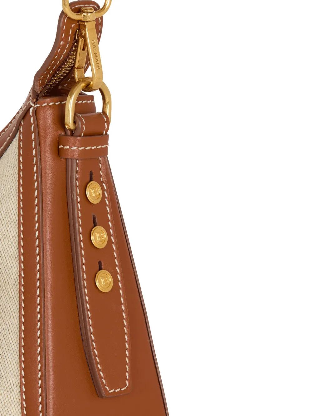 Balmain o1s1wg111225 Size:OS/B-Buzz Hobo Shoulder Bag in White/Brown Size ONE SIZE - 6 Thumbnail