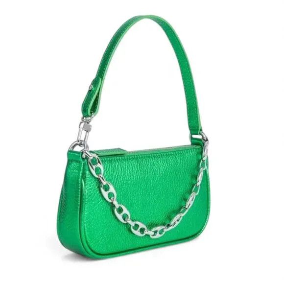 By Far BY FAR Mini Rachel Bag – Metallic Green Leather Size ONE SIZE - 1 Thumbnail