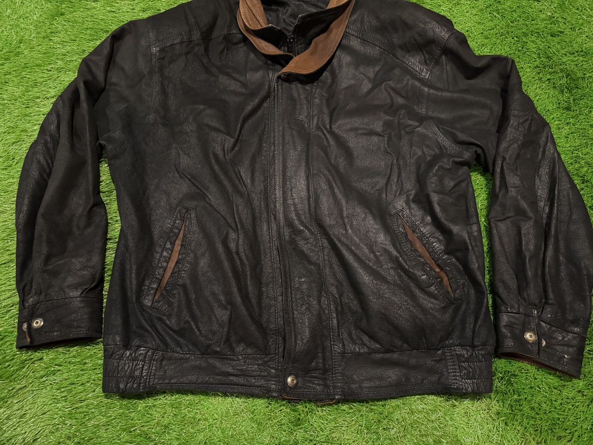 Remy VTG Remy Soft Leather Bomber Jacket Blk Brown Double Collar Size US L / EU 52-54 / 3 - 3 Thumbnail