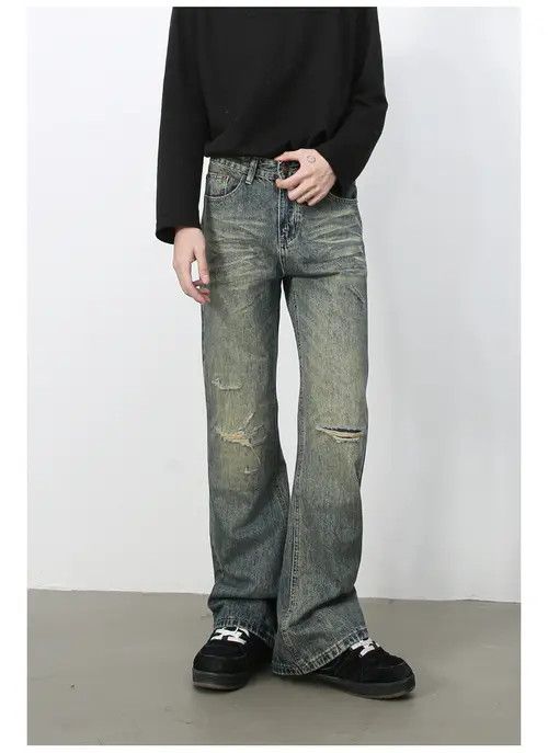 Japanese Brand × Jean Pants American washed vintage loose ripped bootcut jeans Size US 32 / EU 48 - 2 Thumbnail