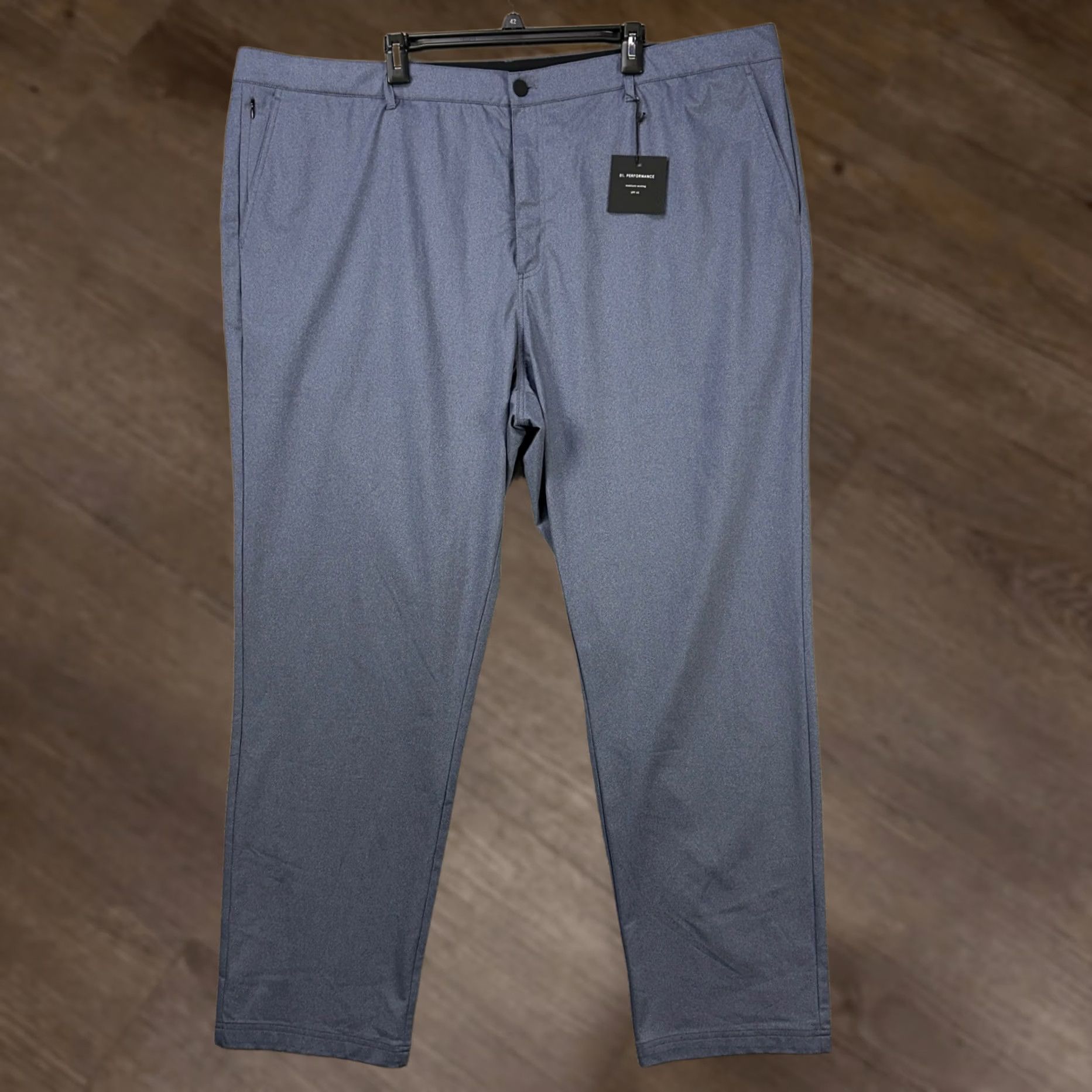 Vintage 01.Algo Mens Chino Pants 44 Blue Performance Tech Flat Front Wicking NEW Size US 44 / EU 60 - 1 Thumbnail
