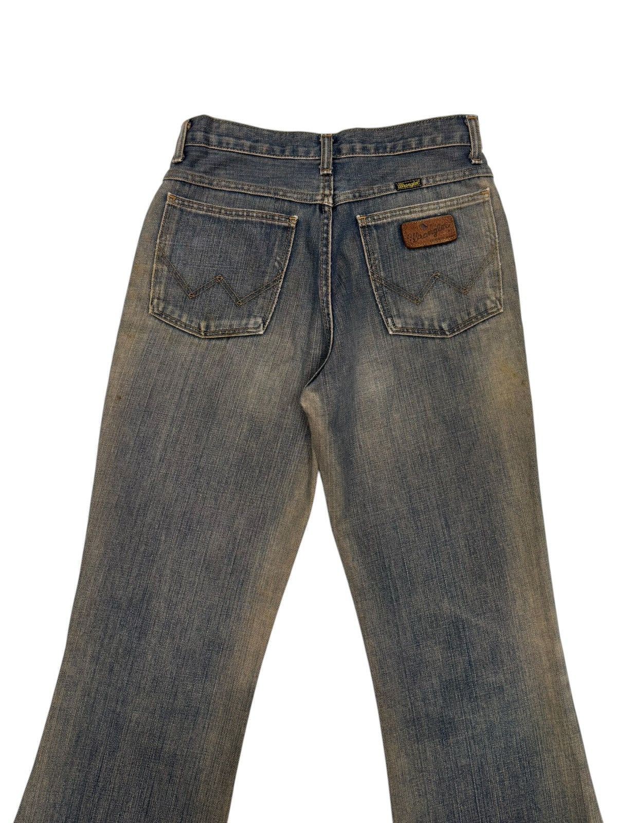 If Six Was Nine FLARE JEAN RUSTY MUD WASH WRANGLER VINTAGE BOOTCUT DISTRESS Size US 27 - 6 Thumbnail
