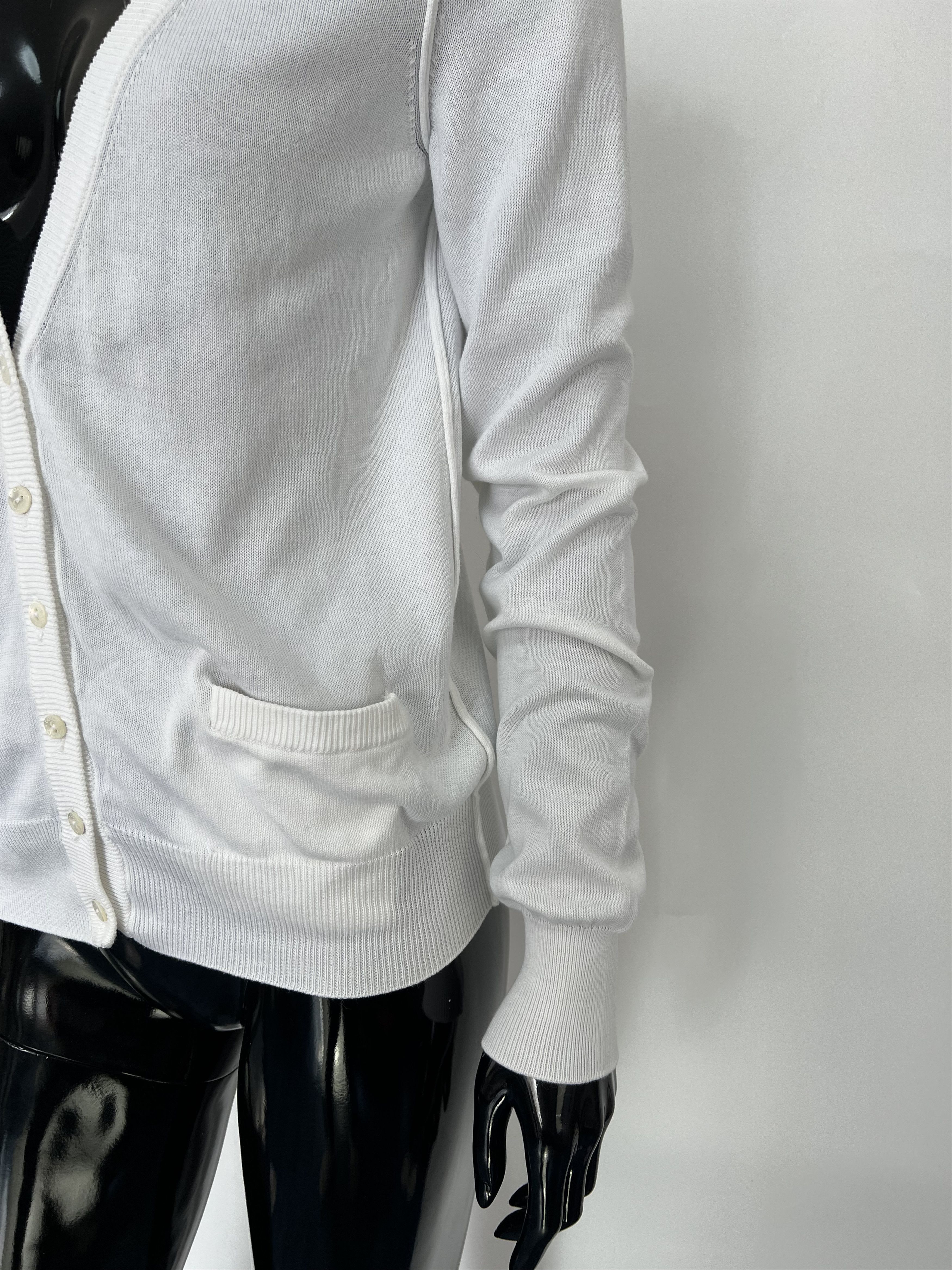 Dolce & Gabbana Dolce & Gabbana White Cotton Long Sleeve V-Neck Cardigan Size M / US 6-8 / IT 42-44 - 7 Thumbnail