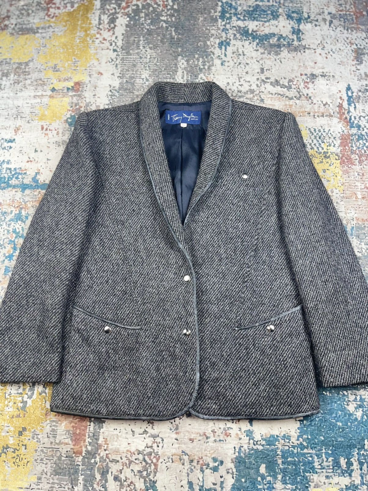 Thierry Mugler Thiery Mugler Wool Tweed Leather Trim Jackets Size M / US 6-8 / IT 42-44 - 4 Thumbnail