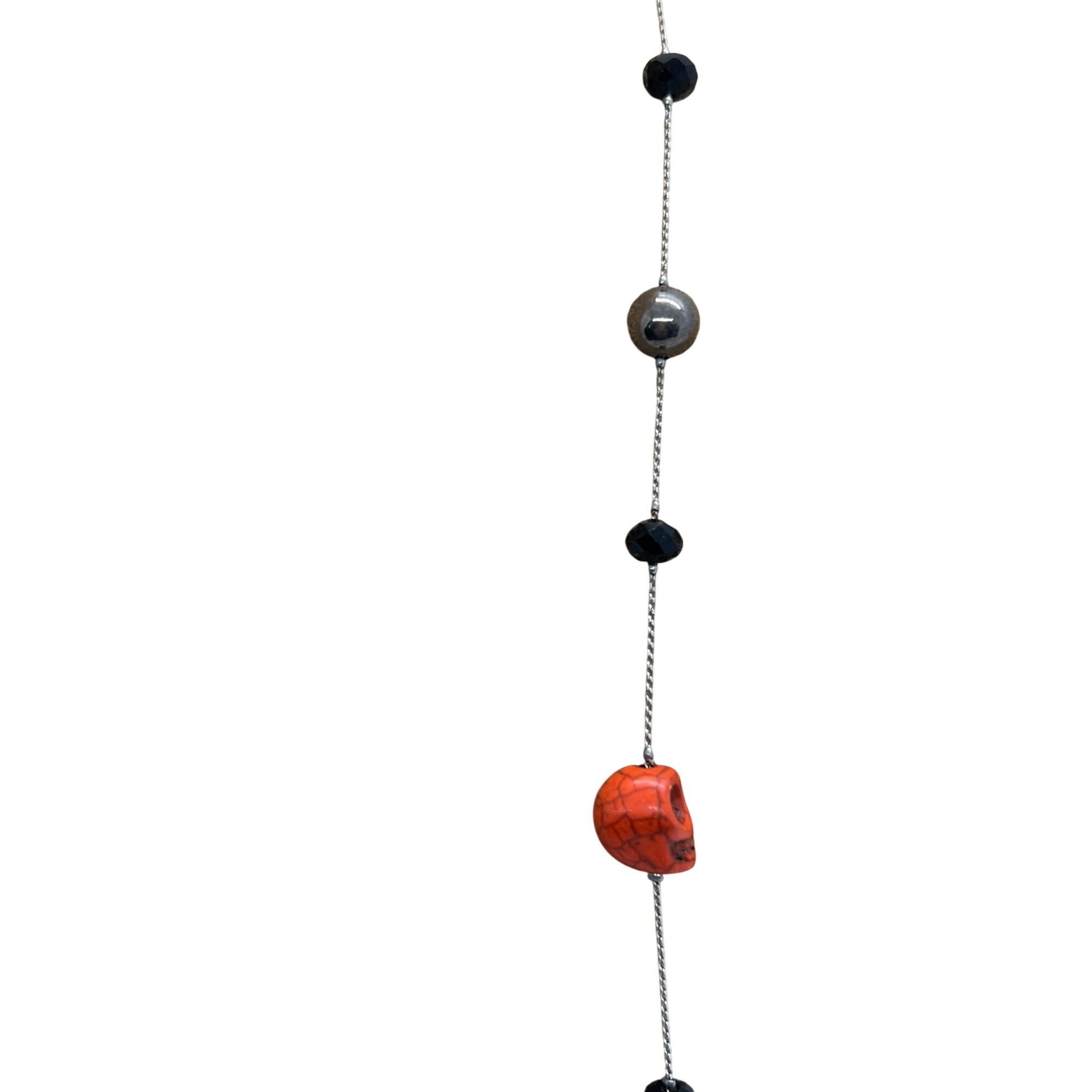 Other Orange Skull Beaded Necklace Black Faceted Glass Beads Gothi Size ONE SIZE - 3 Thumbnail