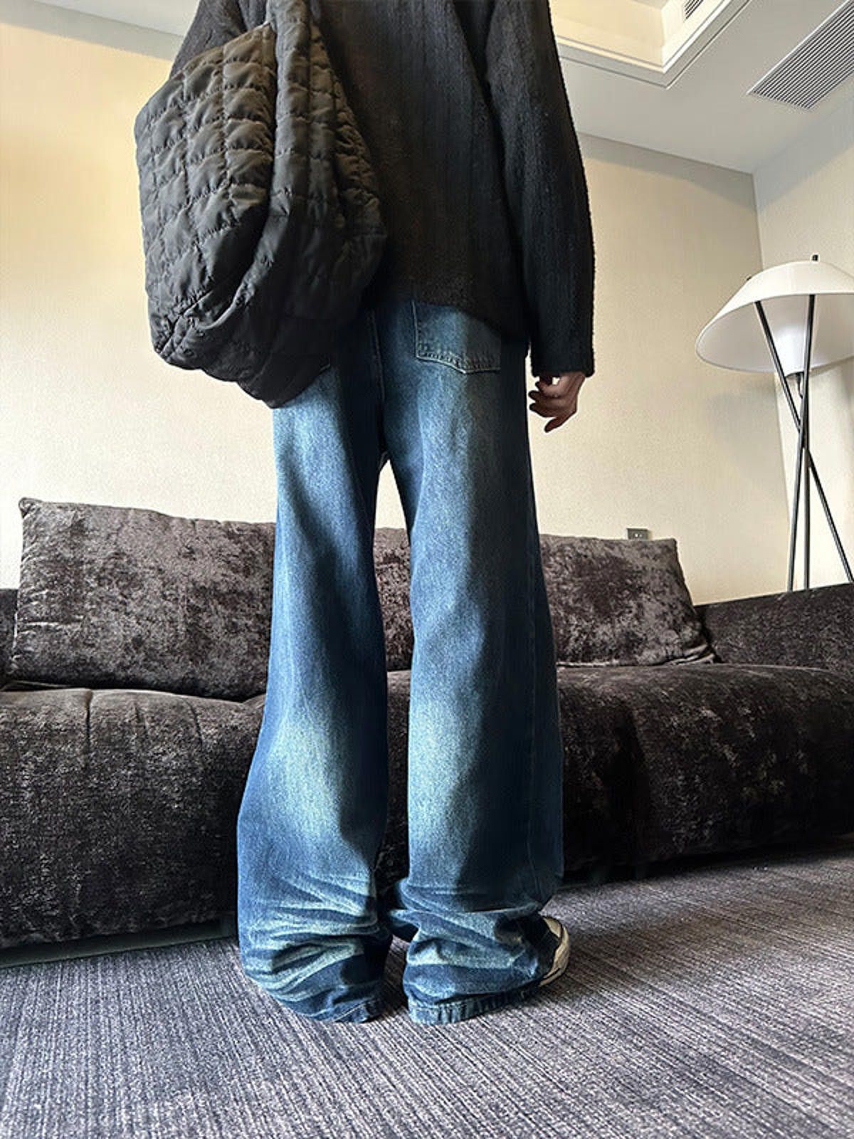 Vintage Blue Wide Leg Denim Jeans, Stacked Baggy Jeans Size US 32 / EU 48 - 4 Thumbnail