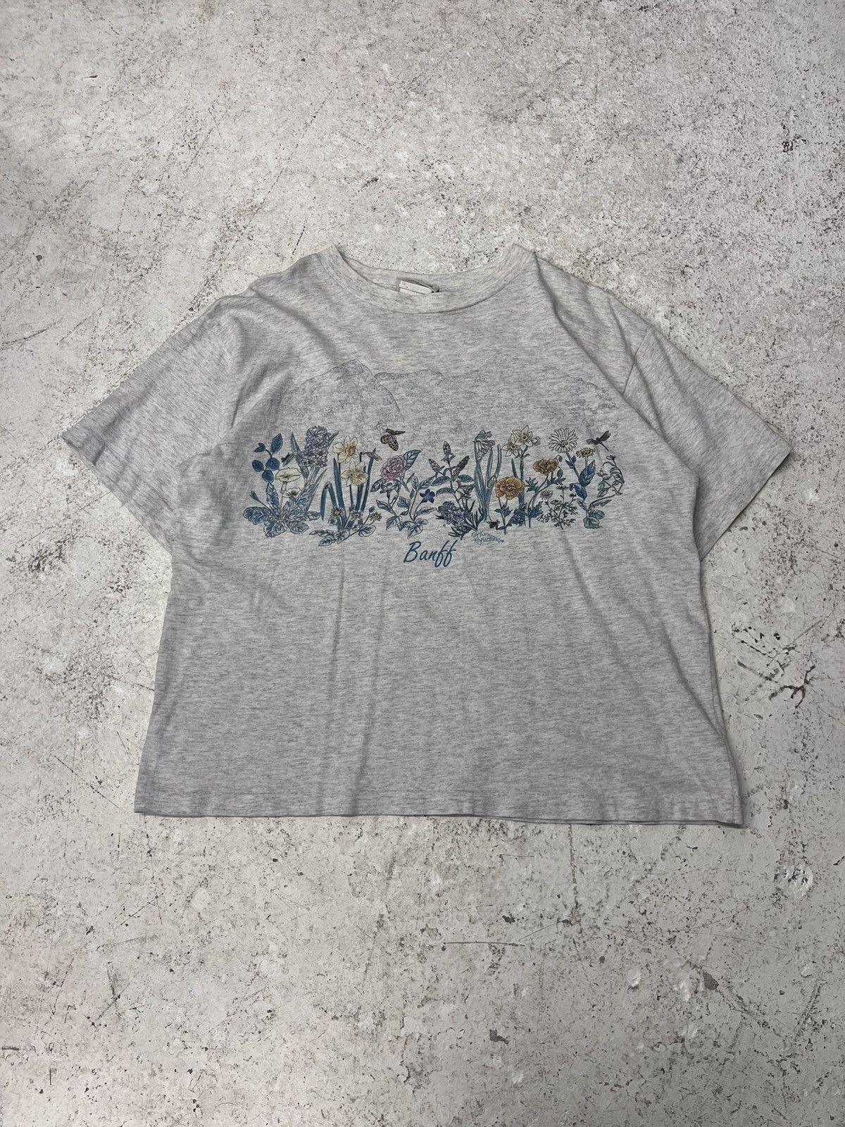 Vintage Vintage single stitch light grey flower tee Size US XL / EU 56 / 4 - 2 Thumbnail