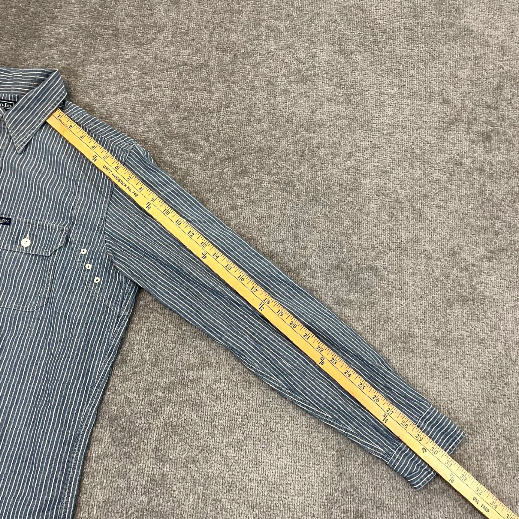 Polo Ralph Lauren VINTAGE Ralph Lauren Shirt Men's Small Blue Striped Polo Button-Up Outdoor Casual Size US S / EU 44-46 / 1 - 7 Thumbnail