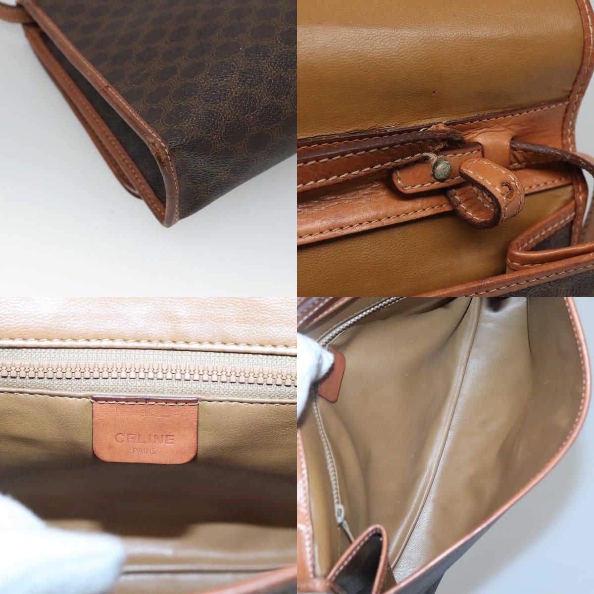 Celine CELINE Macadam Canvas Shoulder Bag Pvc Leather Brown Gold Size ONE SIZE - 11 Thumbnail
