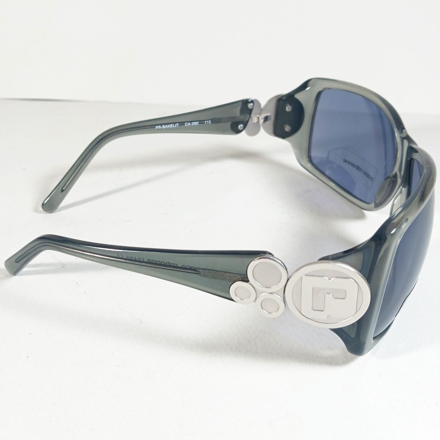 Paco Rabanne Paco Rabanne Gray Translucent Designer Wrap Sunglasses Size ONE SIZE - 4 Thumbnail