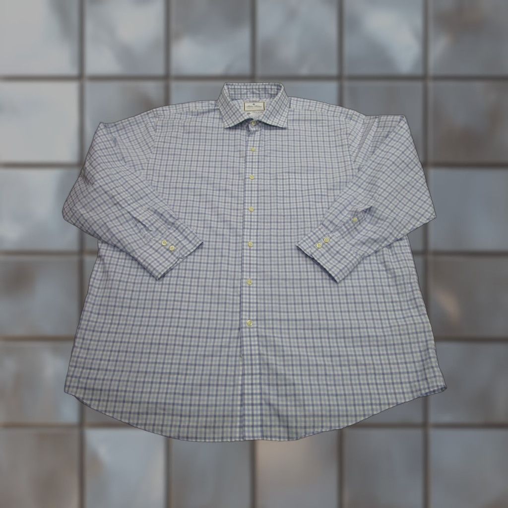 Brooks Brothers VINTAGE Brooks Brothers Dress Shirt Mens 17.5 32/33 Blue Gingham Thomas Mason Cotton Size 48R - 1 Thumbnail