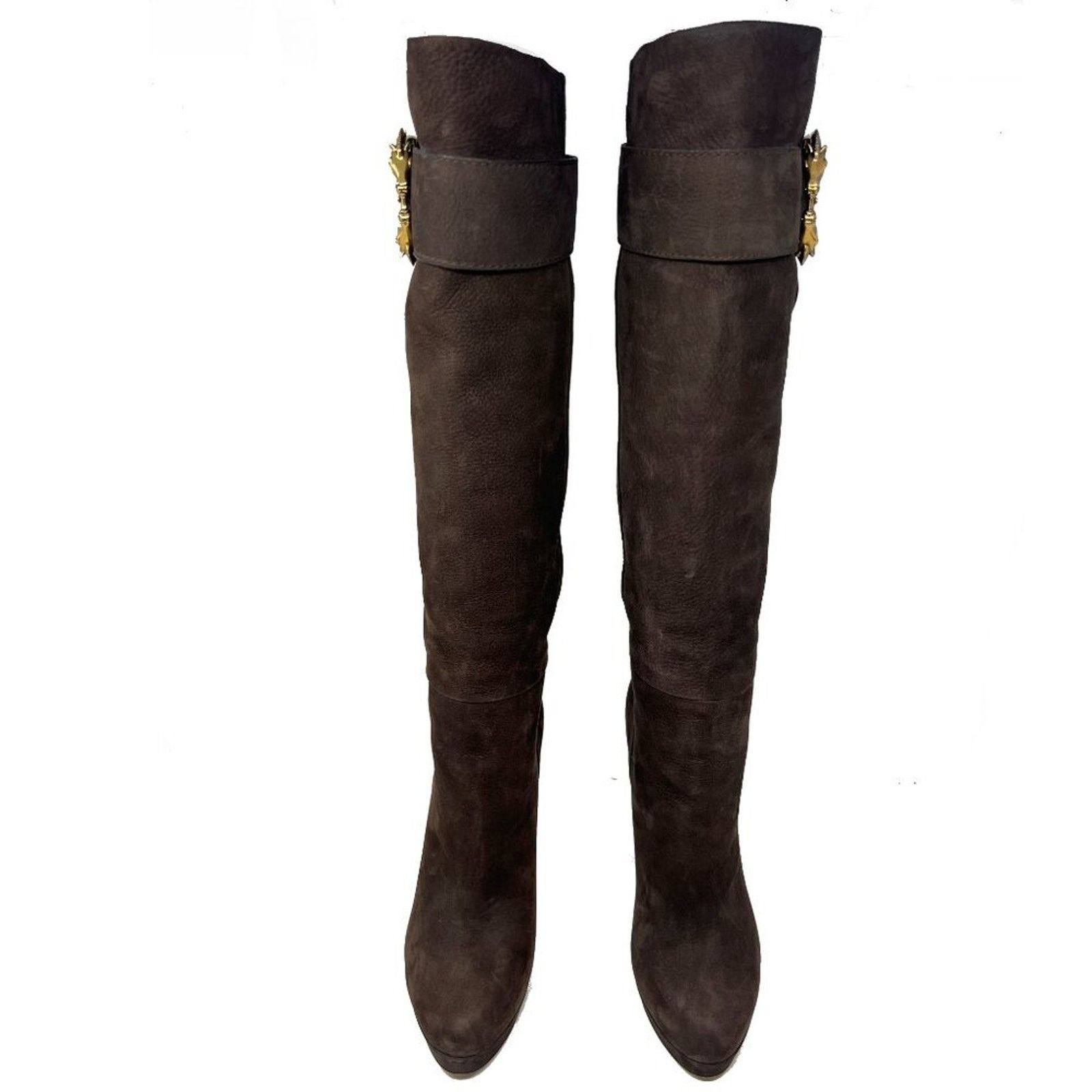 Gucci Gucci Brown Suede Tall Boots Gold Horsebit Hardware Buckle Size US 9.5 / IT 39.5 - 2 Thumbnail