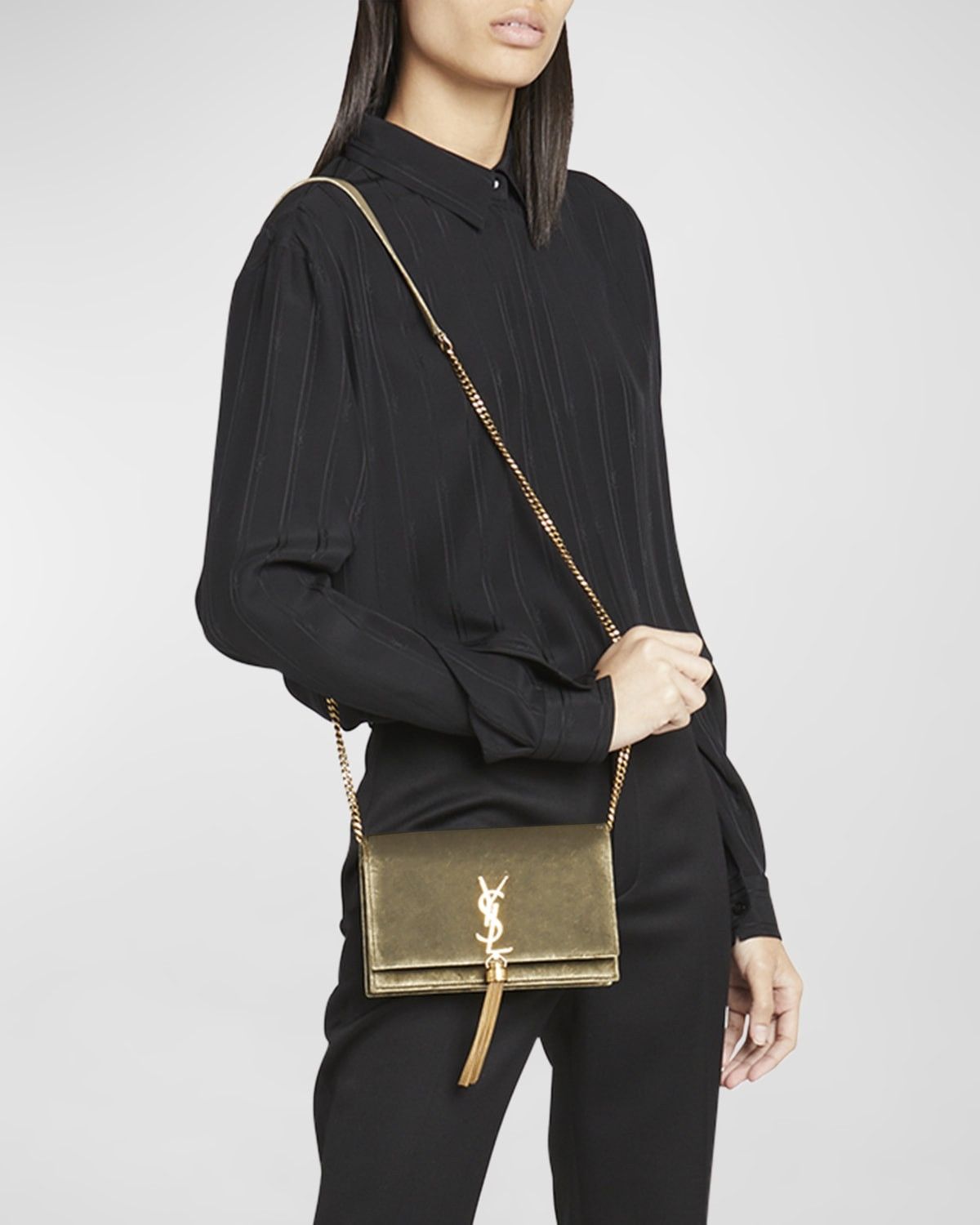 Saint Laurent Paris o1b1hav110425 Size: OS / Velvet Kate Chain Wallet in Gold Size ONE SIZE - 3 Thumbnail