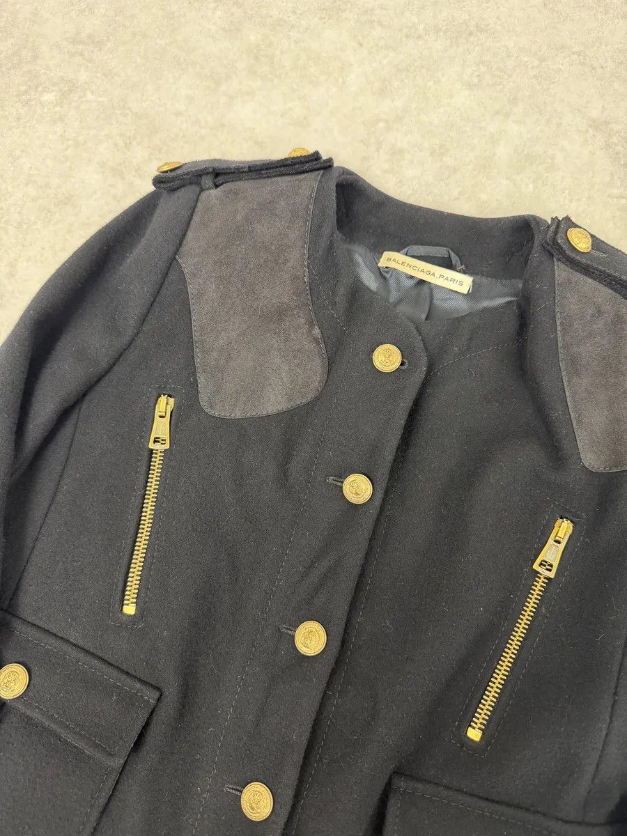 Balenciaga AW2007 Balenciaga Black Officer Buttoned Wool Peacoat by Nicolas Ghesquiere Size XS / US 0-2 / IT 36-38 - 9 Thumbnail