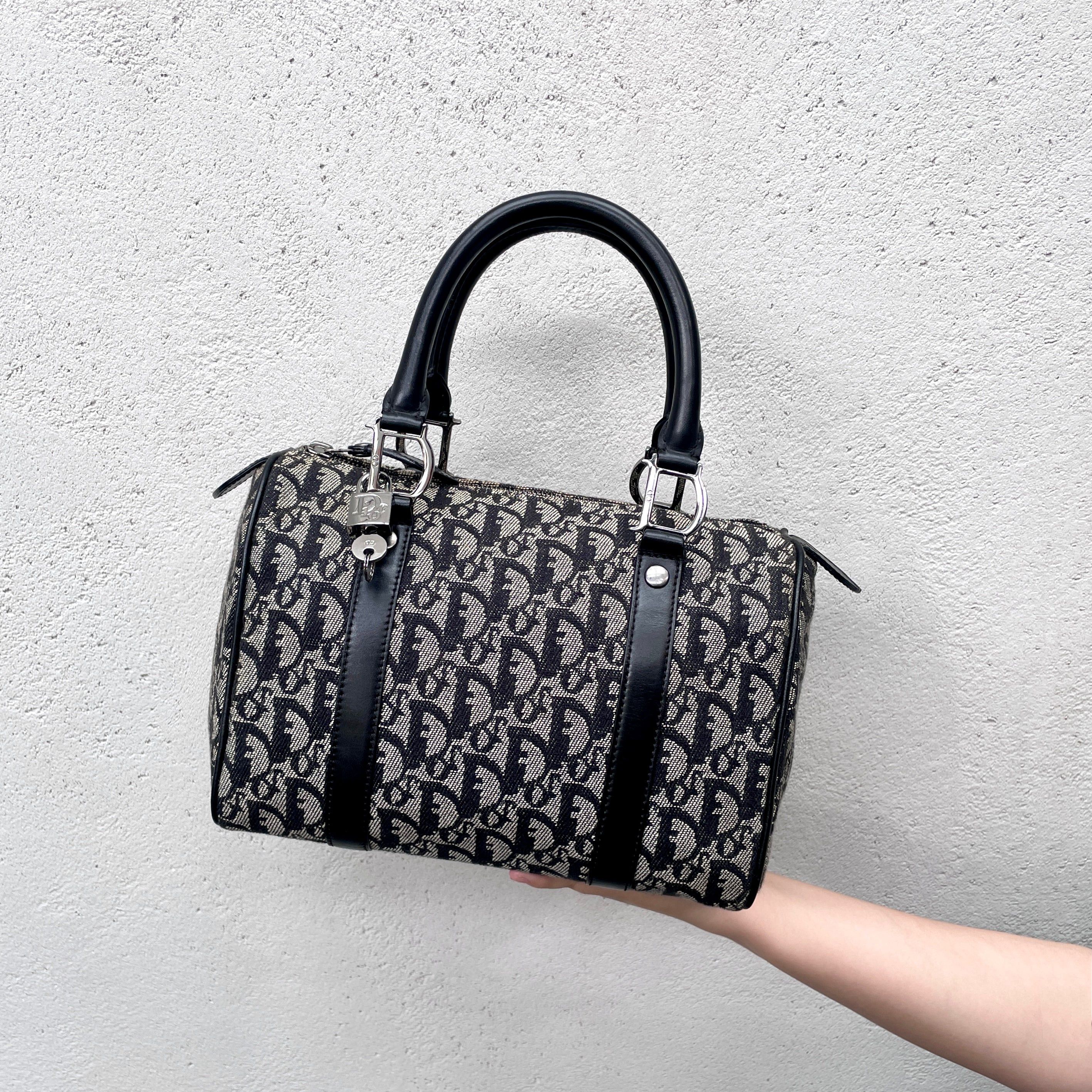 Dior Christian Dior Trotter Boston Handbag Black X Gray Size ONE SIZE - 1 Thumbnail