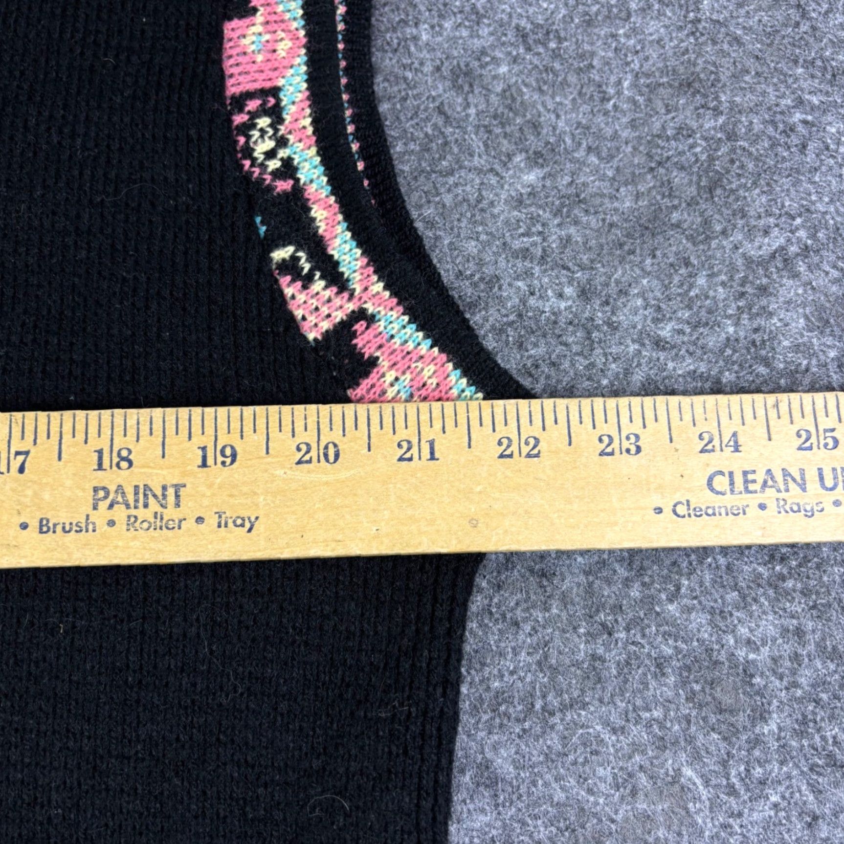 Vintage VINTAGE Fortune Knits Floral Sweater Vest Black Pastel Mock Neck Made in USA L Size L / US 10 / IT 46 - 3 Thumbnail