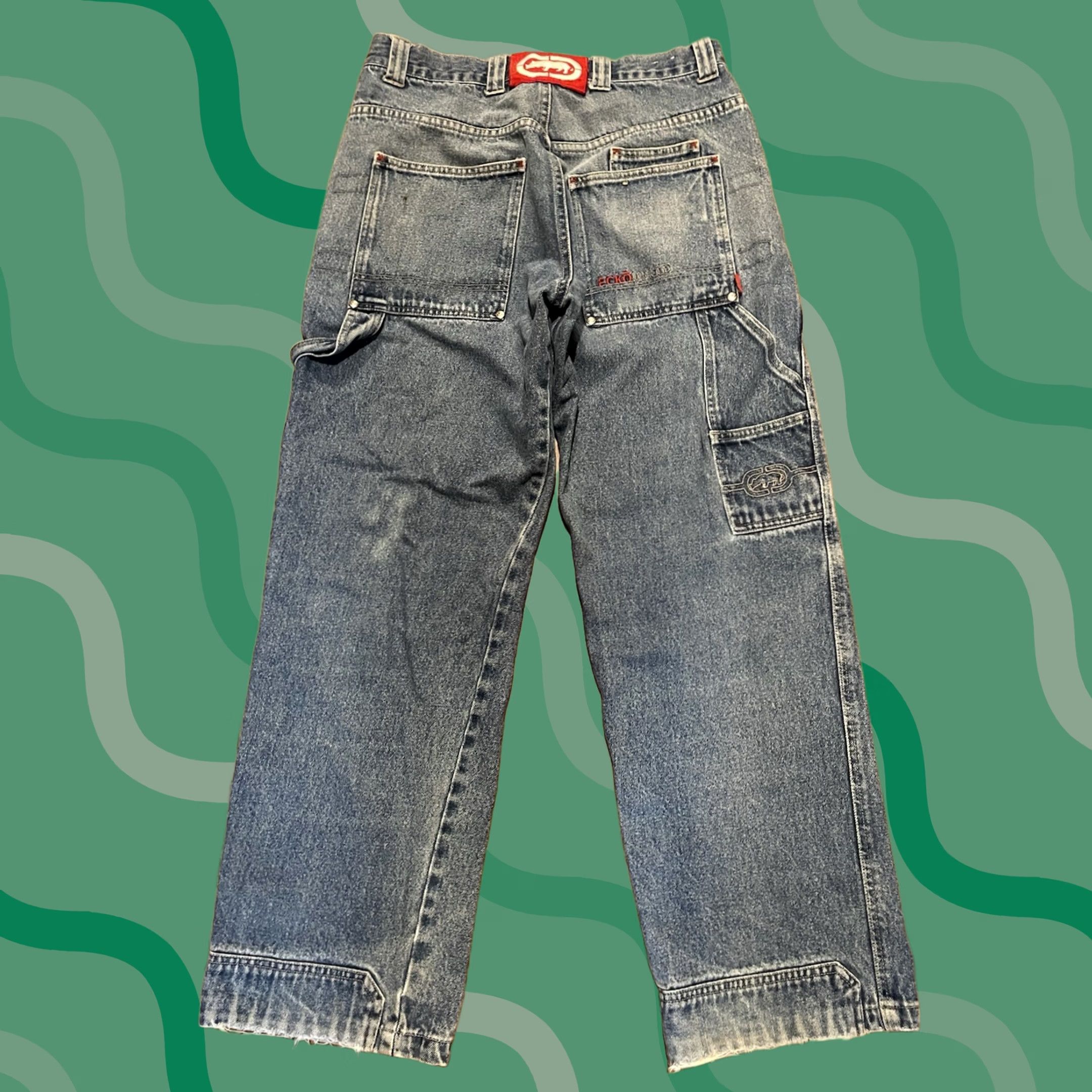 Ecko Unltd. VTG Ecko Unltd Jeans Denim Mens 34 32x28 Wide Leg Loose Fit Blue 90s Y2K F599 Size US 34 / EU 50 - 1 Thumbnail