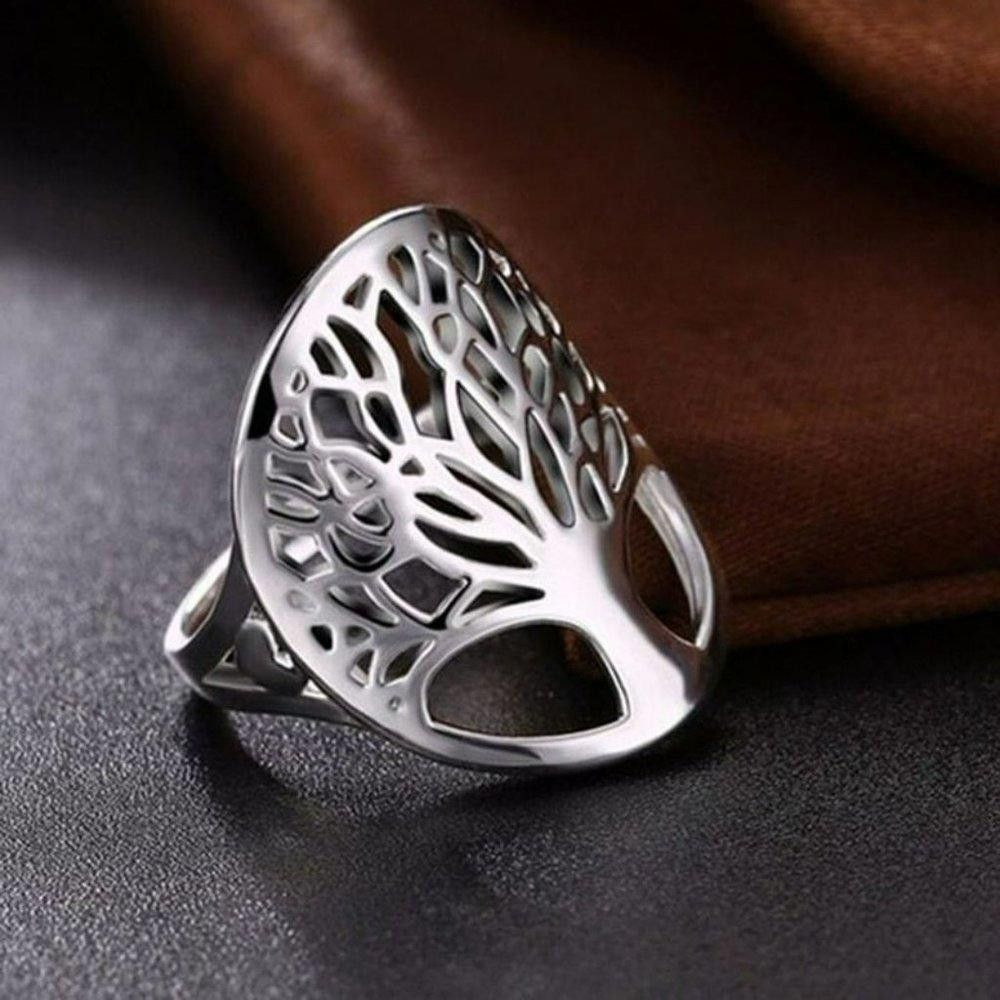 Designer 925 Sterling Silver Tree Of Life Hollow Ring - Size 6 Size ONE SIZE - 2 Thumbnail
