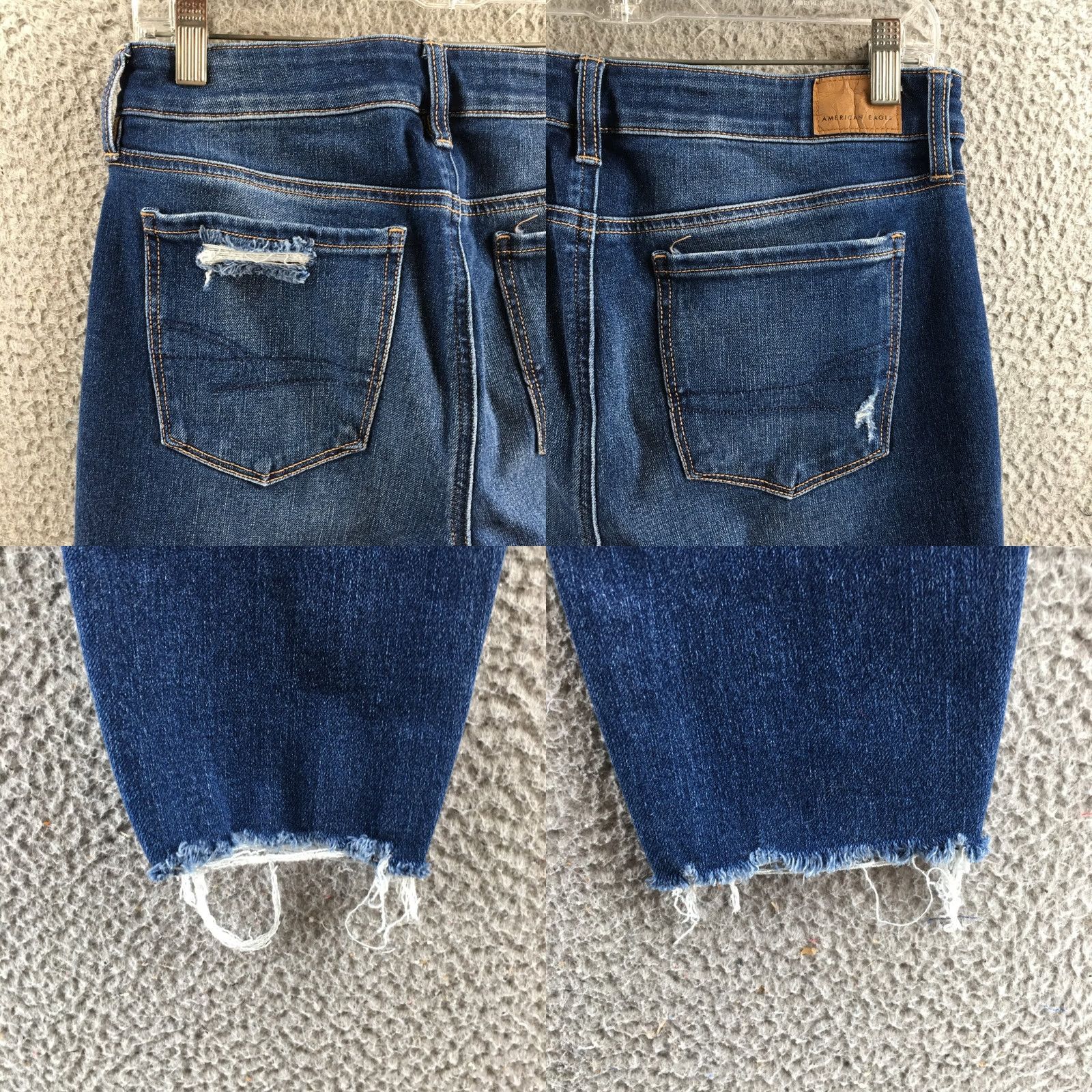 American Eagle Outfitters American Eagle Outfitters Jeans Womens 8 Long Blue Skinny Distressed Raw Hem Stretch Denim Jeans Womens Size 30" / US 8 / IT 44 - 10 Thumbnail