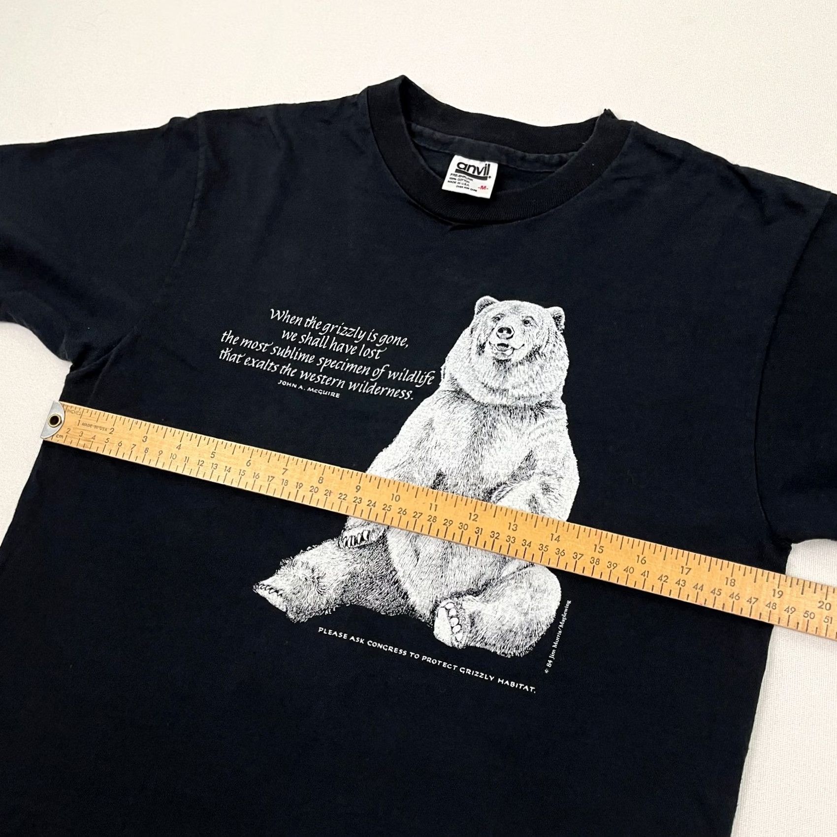 Anvil VINTAGE Jim Morris Shirt Mens M Black Grizzly Bear Nature Wildlife Made in USA Size US M / EU 48-50 / 2 - 7 Thumbnail