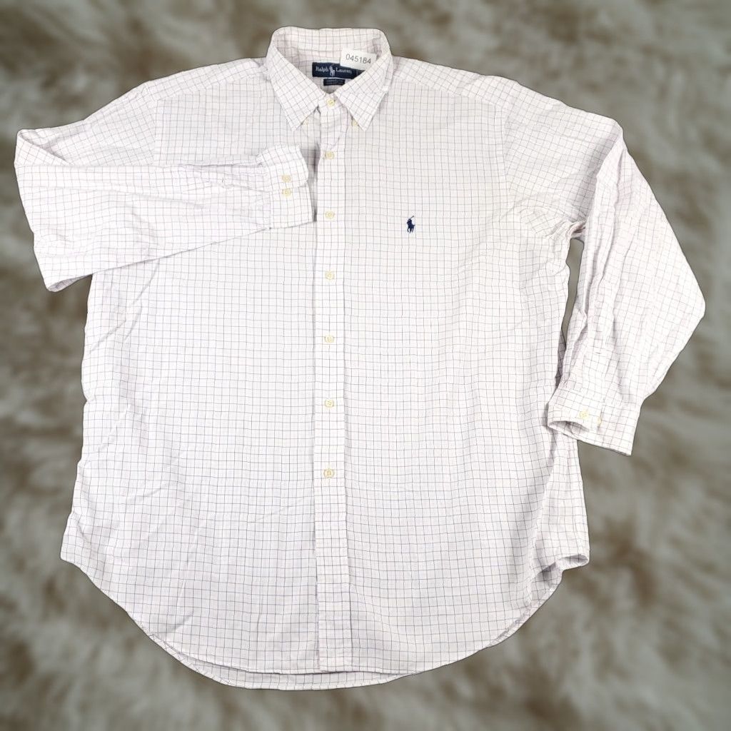 Ralph Lauren RALPH LAUREN Dress Shirt Mens Size 17 Blue Check Long Sleeve Button-Up Modern Classic Size 46R - 1 Thumbnail