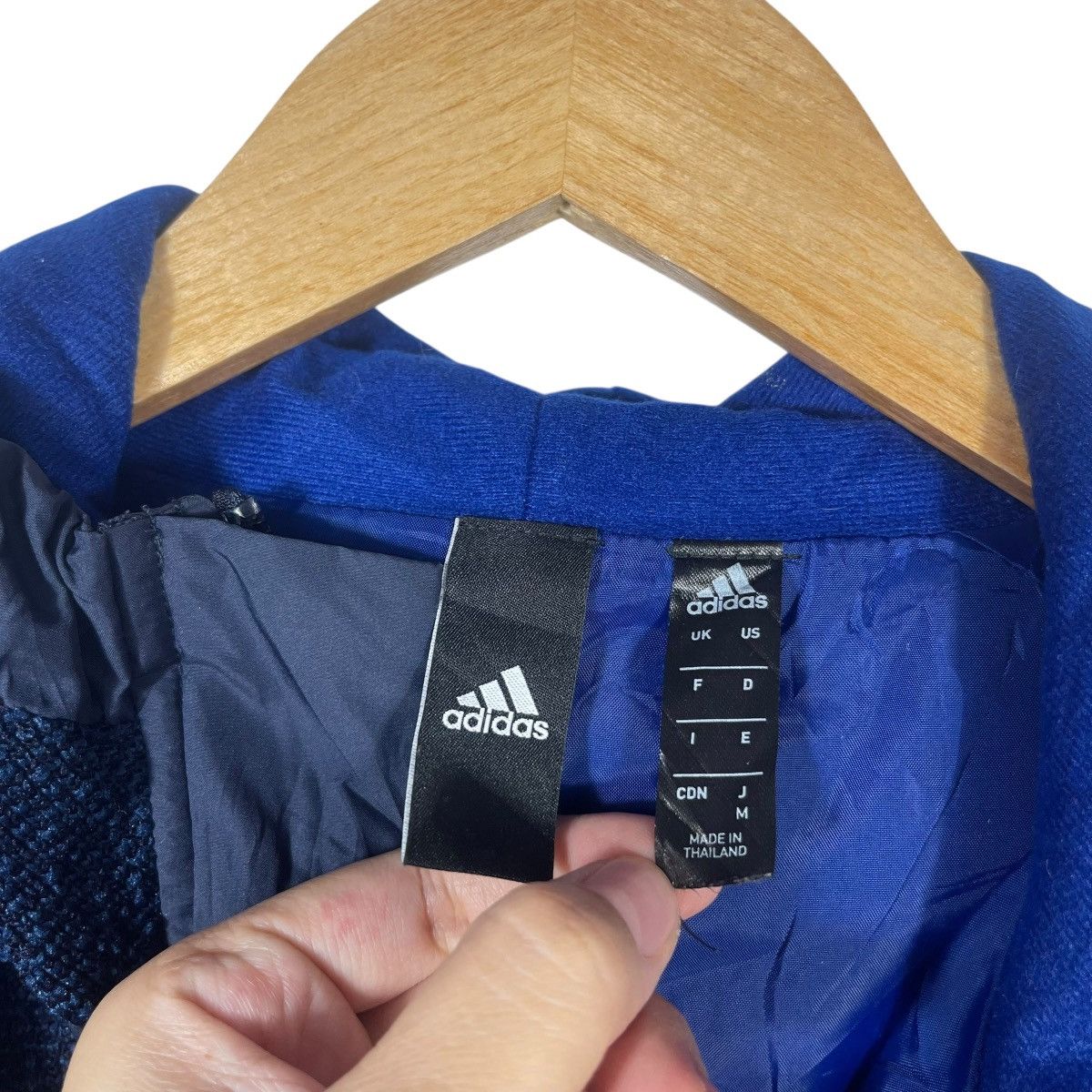Adidas Adidas Hooded Knit Panel Parka Jacket Navy Longline Full Zip Size US M / EU 48-50 / 2 - 3 Thumbnail