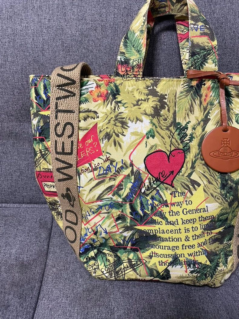 Vivienne Westwood Vivienne Westwood size os Green dual-use canvas tote bag, s Size ONE SIZE - 6 Thumbnail