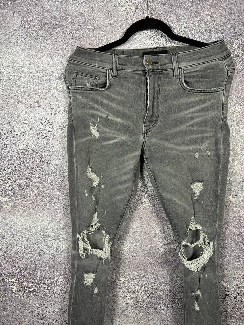Amiri Amiri MX1 Jean Gray Distressed Skinny Women's Size 30 Size 30" / US 8 / IT 44 - 2 Thumbnail