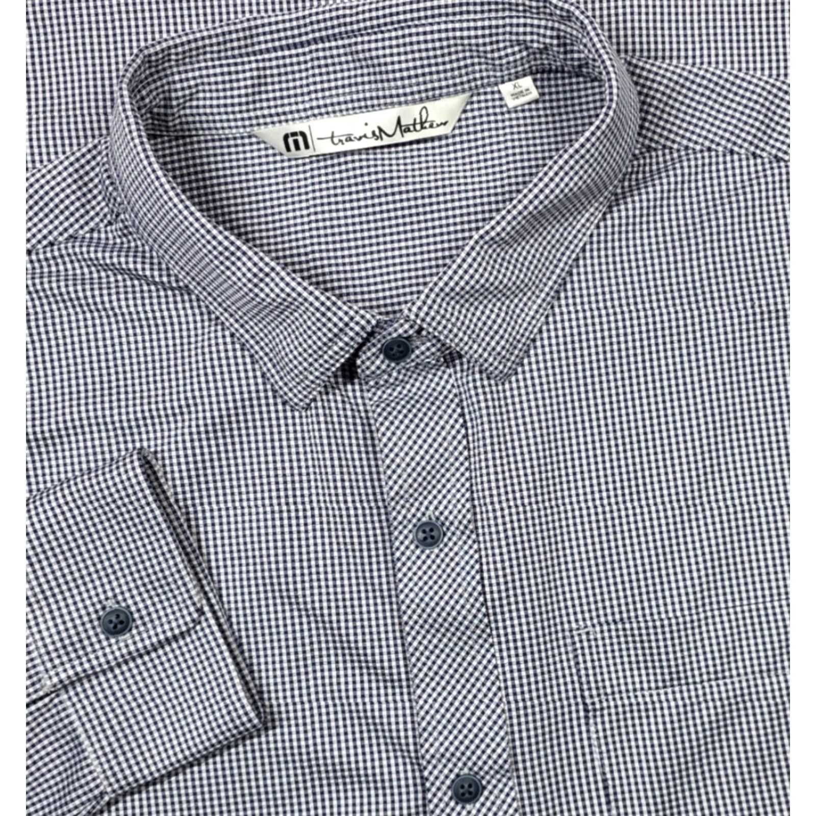 TravisMathew Travis Mathew Shirt Mens XL Black White Check Button Up Long Sleeve Performance Size US XL / EU 56 / 4 - 2 Thumbnail