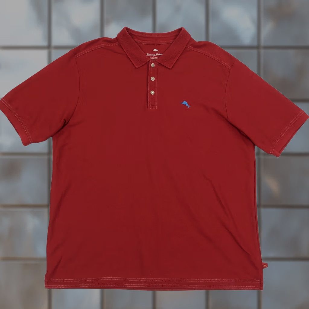 Tommy Bahama Tommy Bahama Polo Shirt Short Sleeve Red XL Men’s Supima Cotton Blend Marlin Embroidered Logo Button Closure Navy Size US XL / EU 56 / 4 - 1 Thumbnail