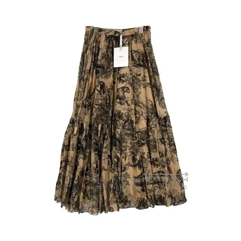 Dior Dior Brown jungle animal pleated long skirt Size 24" / US 00 / IT 34 - 1 Thumbnail