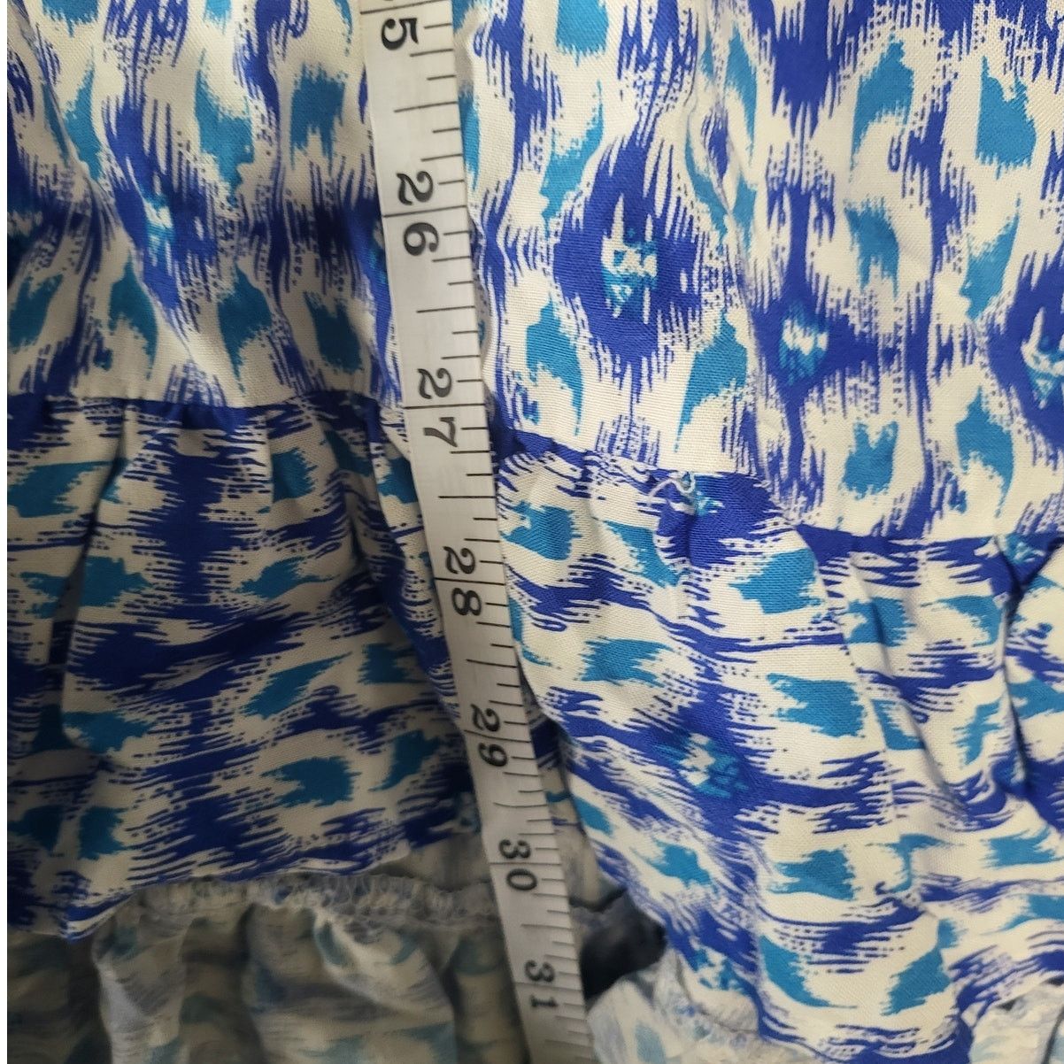 Avenue Avenue Blue & White V Neck Ruffled Hem Tunic Top - Size 18 Size XXL / US 16-18 / IT 52-54 - 6 Thumbnail