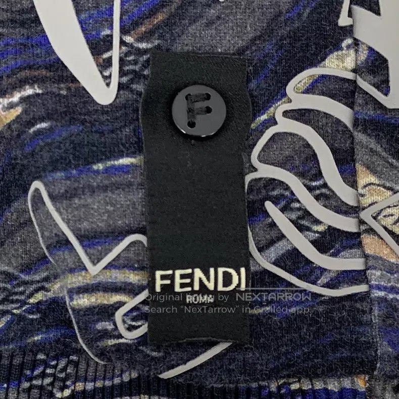 Fendi Fendi Dark Blue Logo Graffiti Printed Cotton Hooded Drawst Size US S / EU 44-46 / 1 - 5 Thumbnail