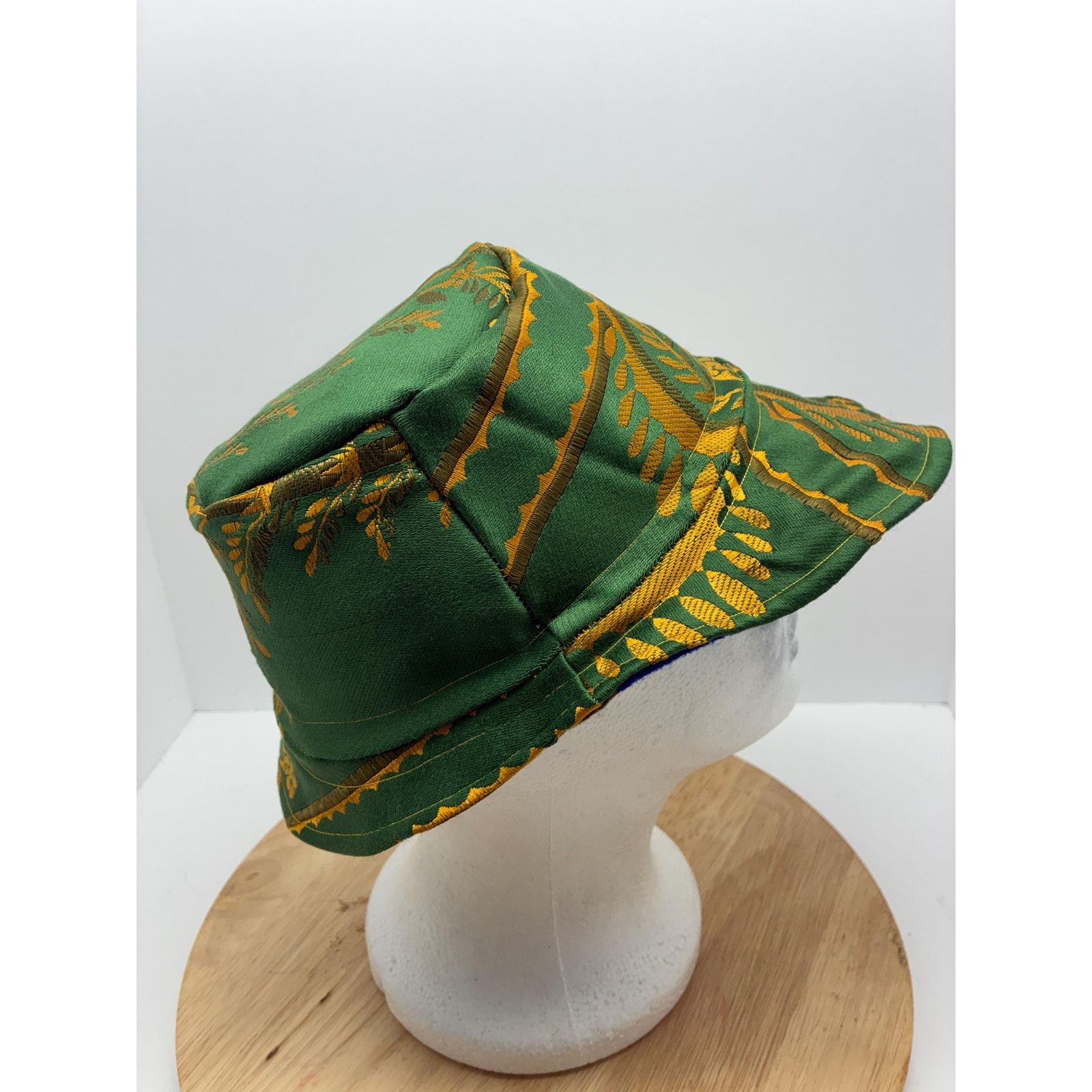 Other Upcycled Tapestry Bucket Hat – Forest Green & Gold Floral Size ONE SIZE - 8 Thumbnail