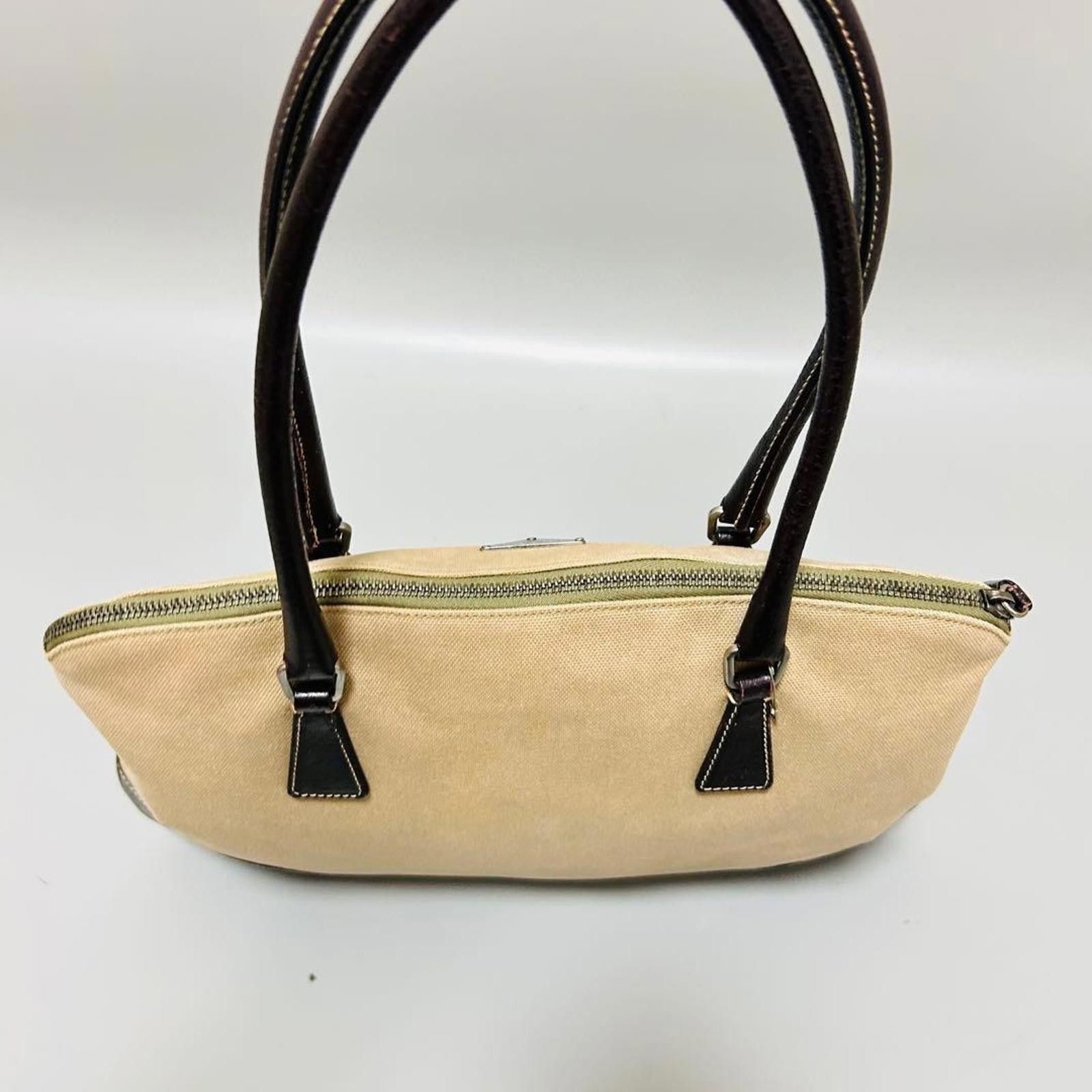 Prada Prada - Beige and Black Canvas Tote Bag Size ONE SIZE - 4 Thumbnail
