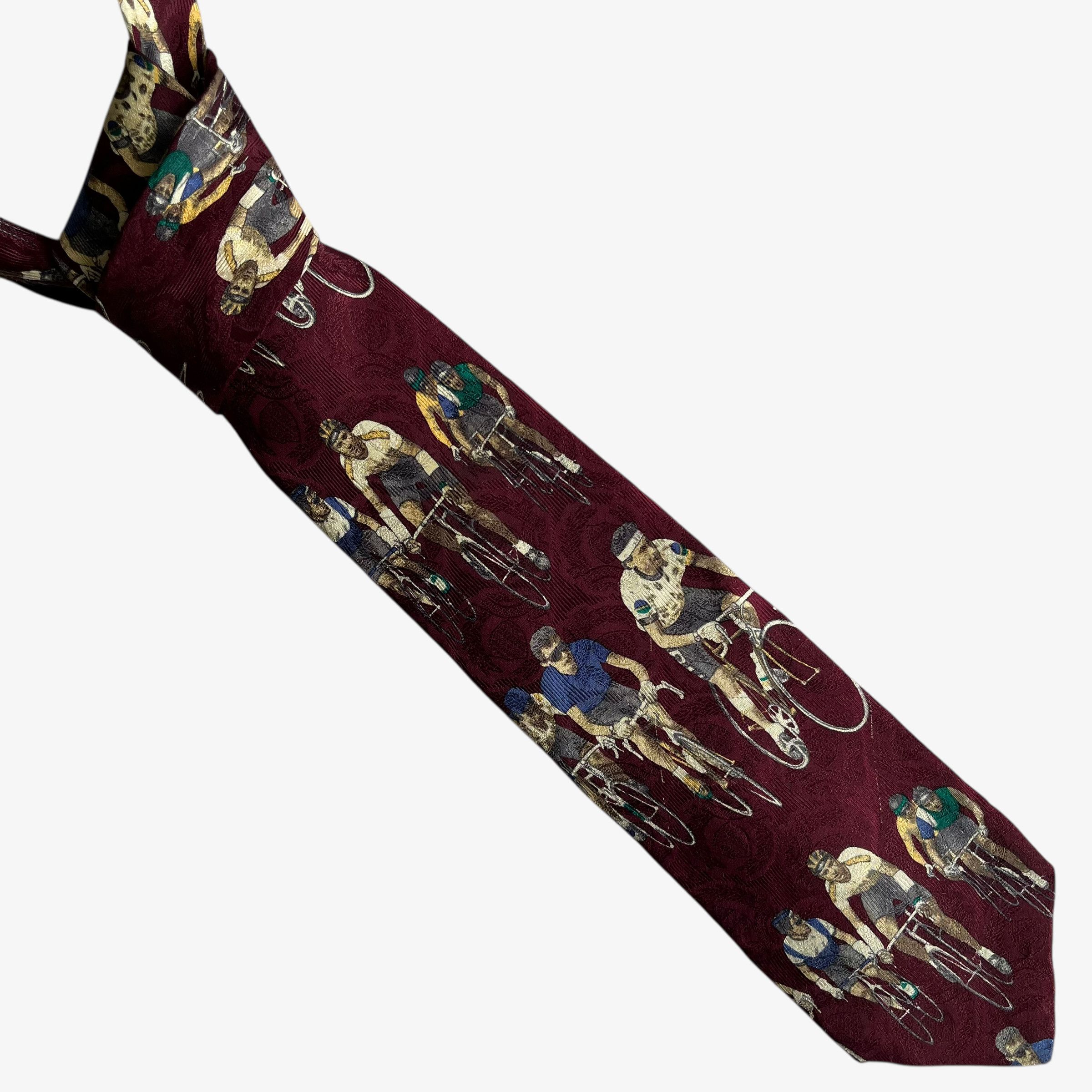 Robert Talbott Vintage 90s Robert Talbott Cycling Print Red Silk Tie Size ONE SIZE - 1 Thumbnail