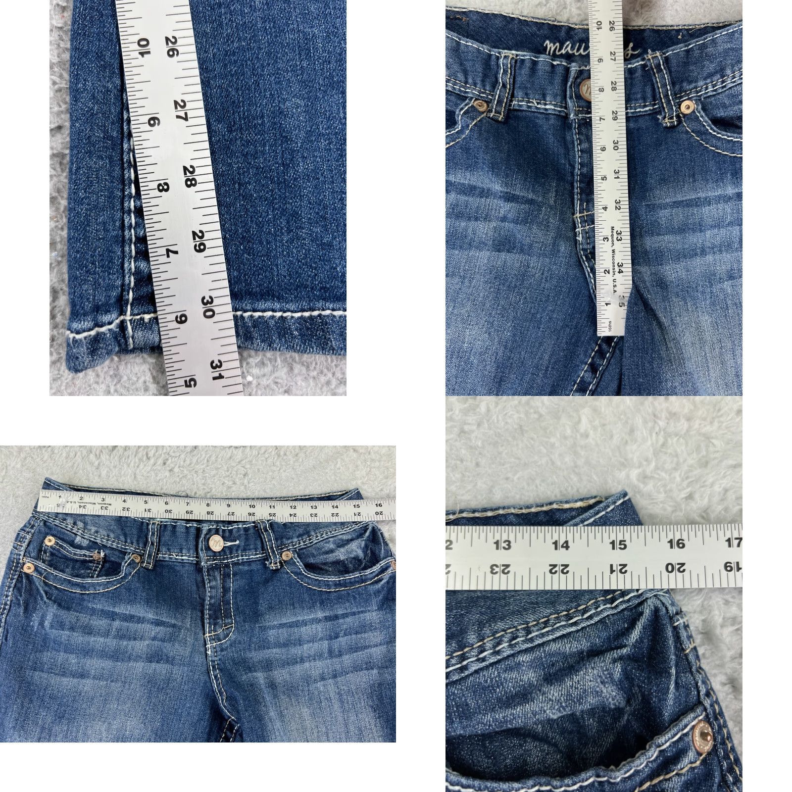 Vintage Maurices Jeans Womens 9 Blue Denim Mid Rise Bootcut Western Embroidered Shirt? Size 30" / US 8 / IT 44 - 8 Thumbnail