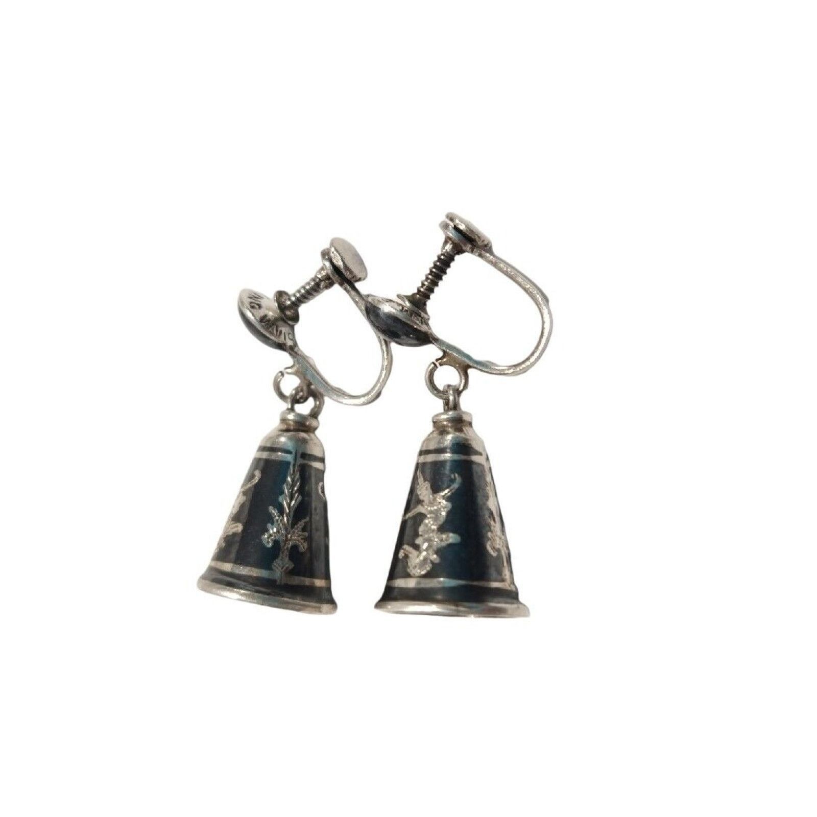 The Unbranded Brand 925 Sterling Silver Vintage Siam Bell Screw Back Earrings Size ONE SIZE - 5 Thumbnail