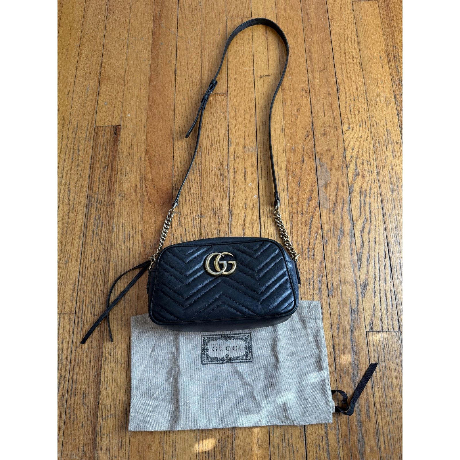 Gucci Gucci Crossbody Bag Small Black Leather GG Marmont Camera Size ONE SIZE - 1 Thumbnail