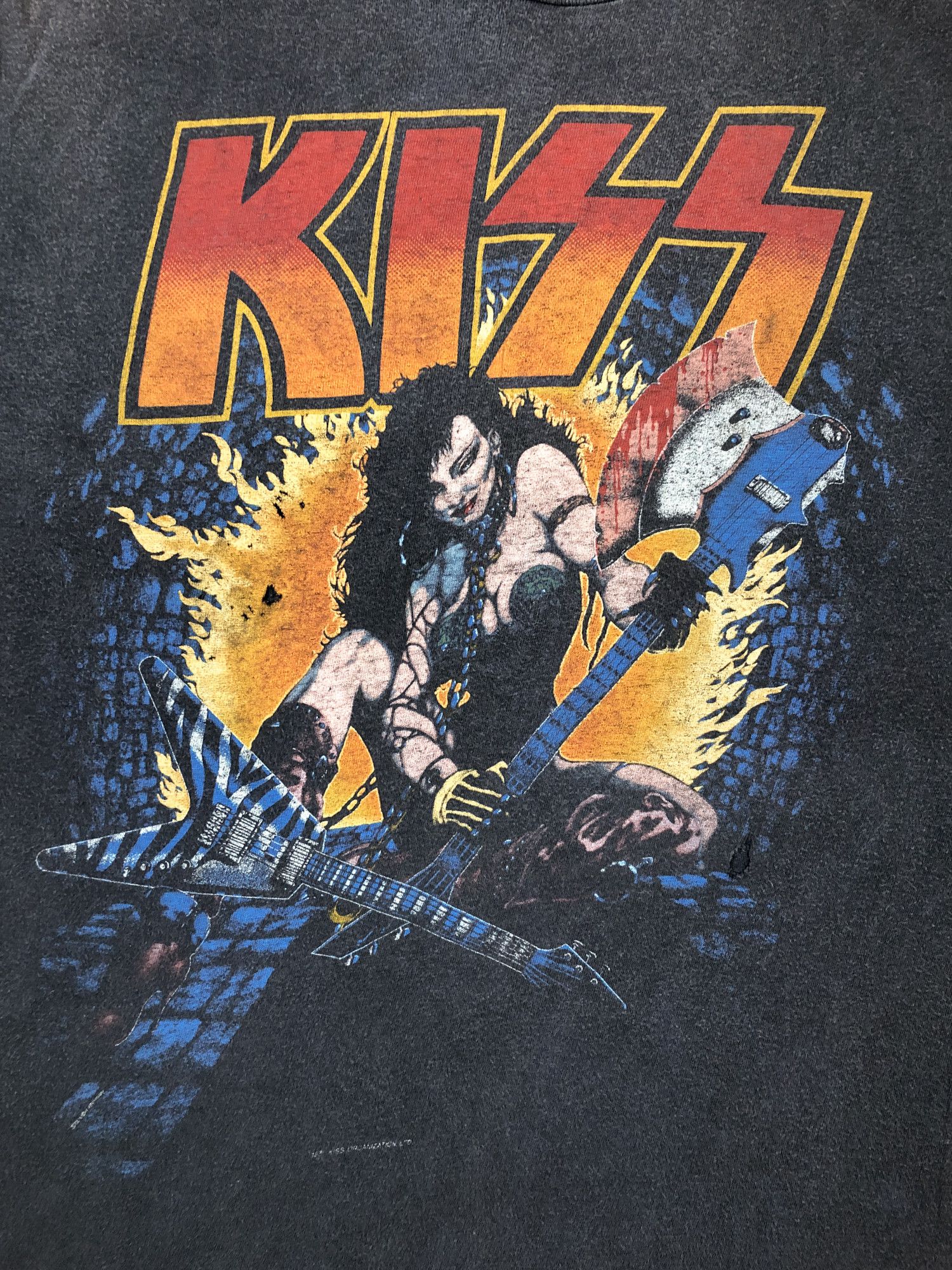 KISS × Vintage 1985 Single Stitch Sun Faded 'Kiss' World Tour T-Shirt Size US XL / EU 56 / 4 - 2 Thumbnail