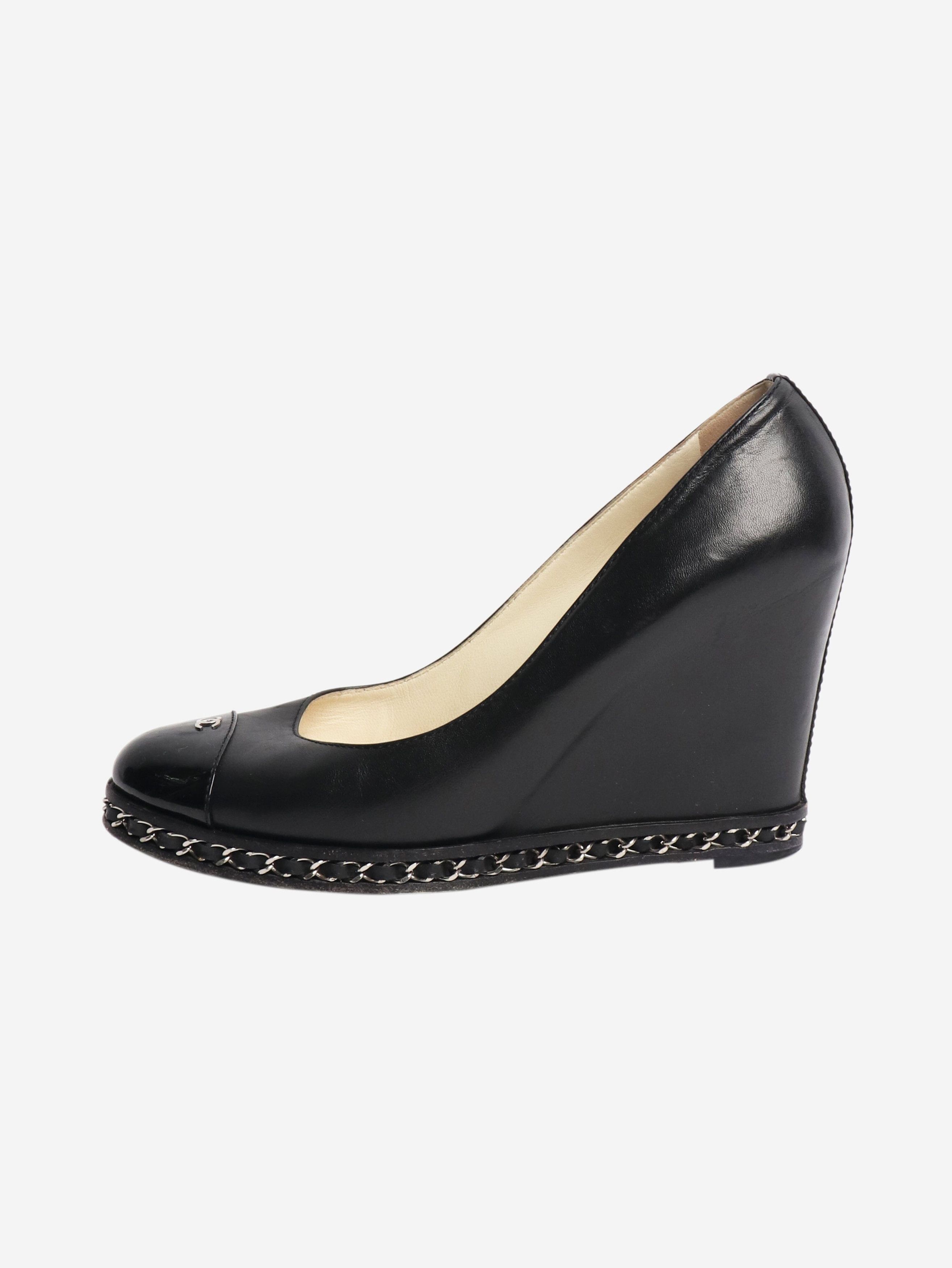 Chanel Black leather wedge pumps - EU 39 Size US 8 / IT 38 - 1 Thumbnail