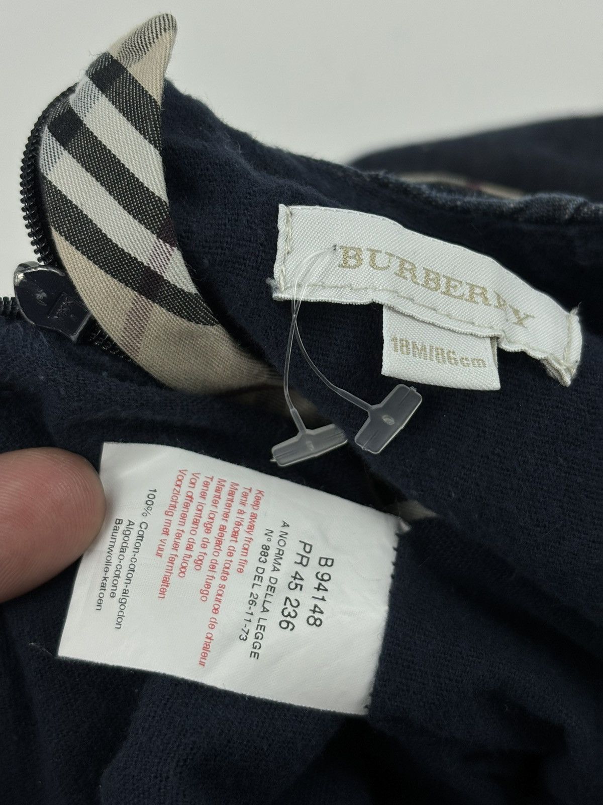 Burberry Unisex Prorsum Logo Nova Check Trim Denim Overalls Bottoms Jeans Jacket Size XXS / US 00 / IT 34 - 22 Thumbnail