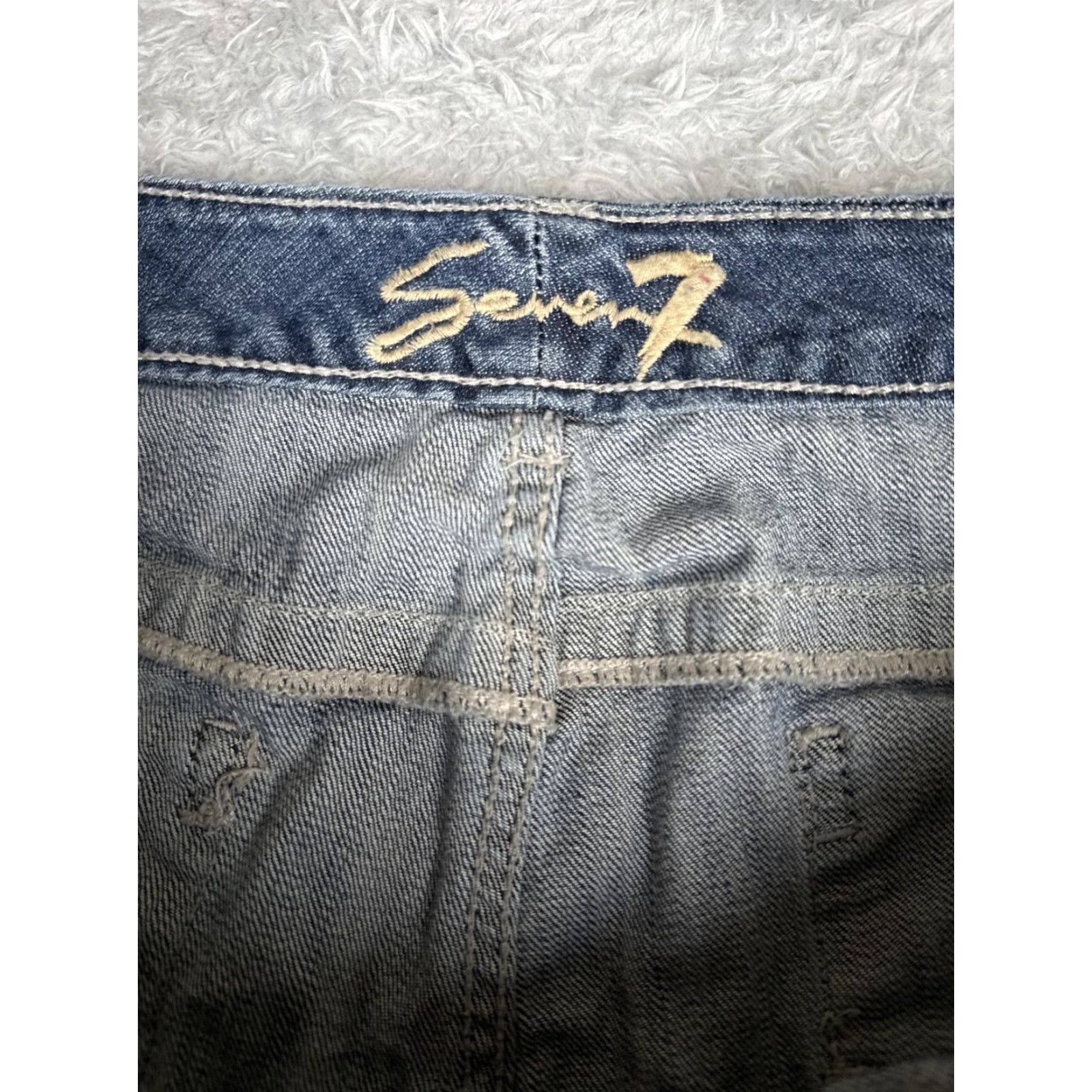 Vintage Seven7 Bootcut Jeans Womens 18 Blue Med Wash Mid Rise Stretch Rhinestone 36x31 Size 40" / US 18 - 6 Thumbnail