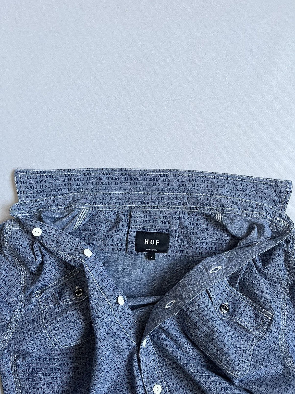 Huf × Thrasher HUF Unisex Blue Chambray Workwear Cat Eye Button Up Shirt Size US M / EU 48-50 / 2 - 6 Thumbnail