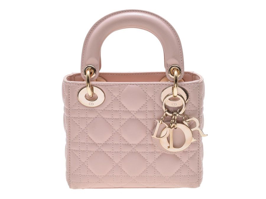 Christian Dior Mini 2way Handbag Lambskin Pink Cannage