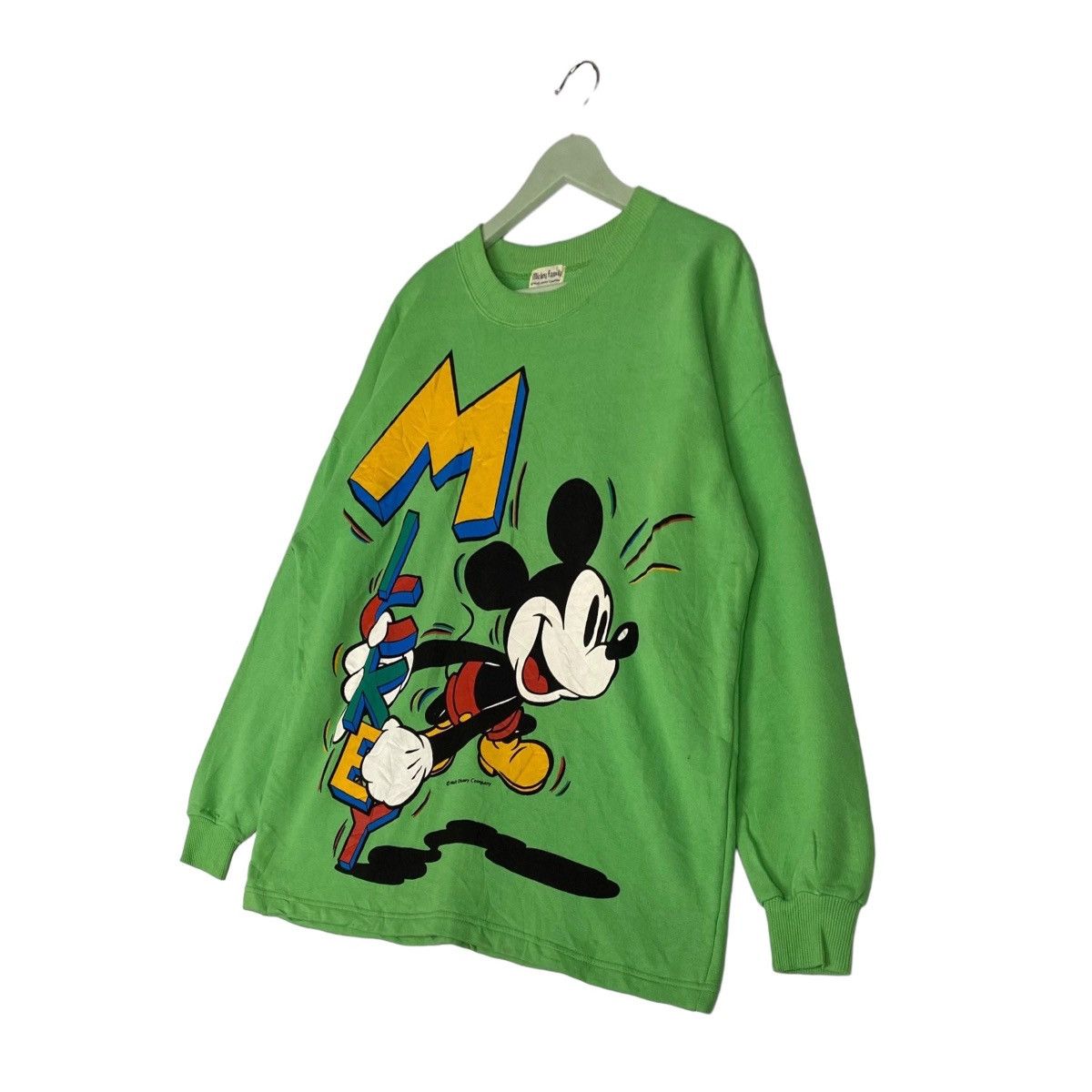 Mickey Mouse × Vintage Vintage 90s Mickey Mouse Green Sweatshirt Crewneck Pullover Size XL / US 12-14 / IT 48-50 - 3 Thumbnail