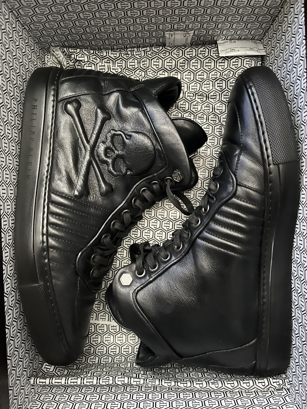 Philipp Plein men’s white -Up Boots 41/8 Philipp Plein Philipp Plein-Sneakers Black | Grailed main image 2
